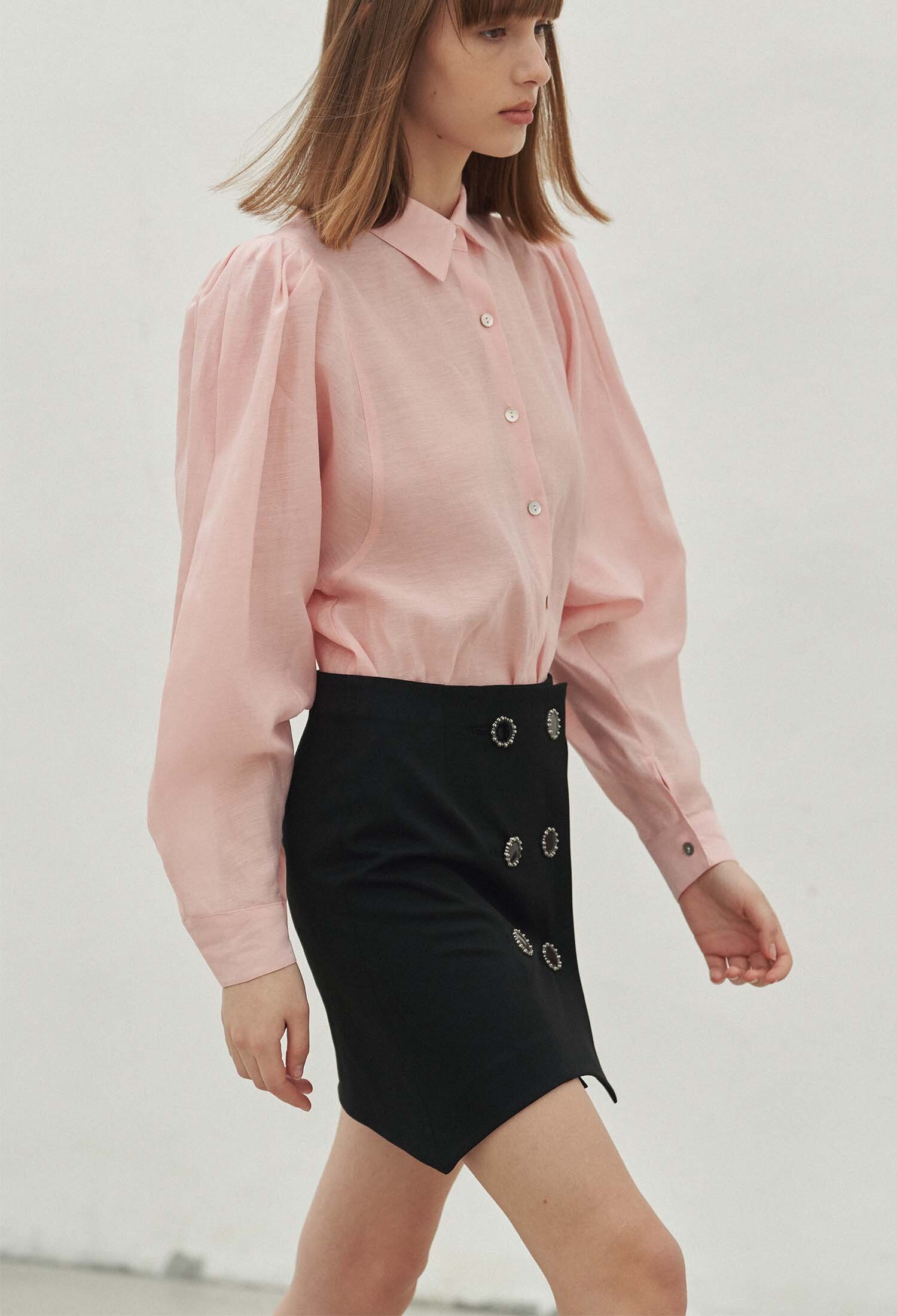 Estel Double Button Wool Miniskirt (Black)