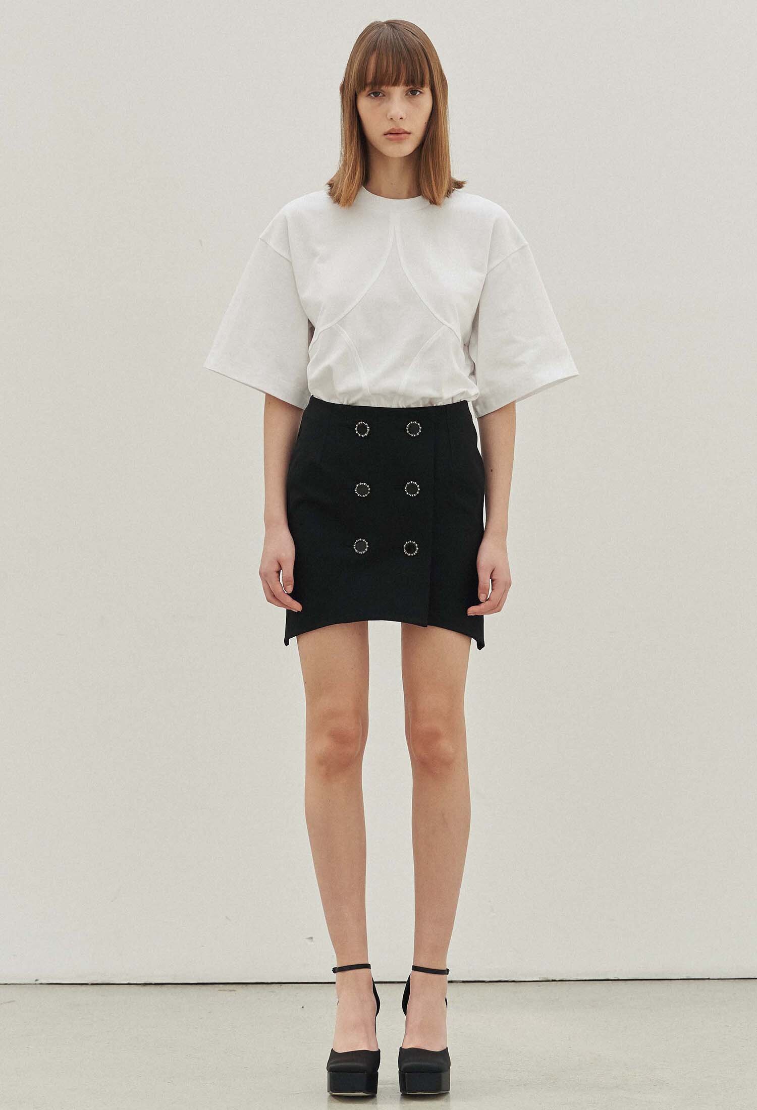 Estel Double Button Wool Miniskirt (Black)