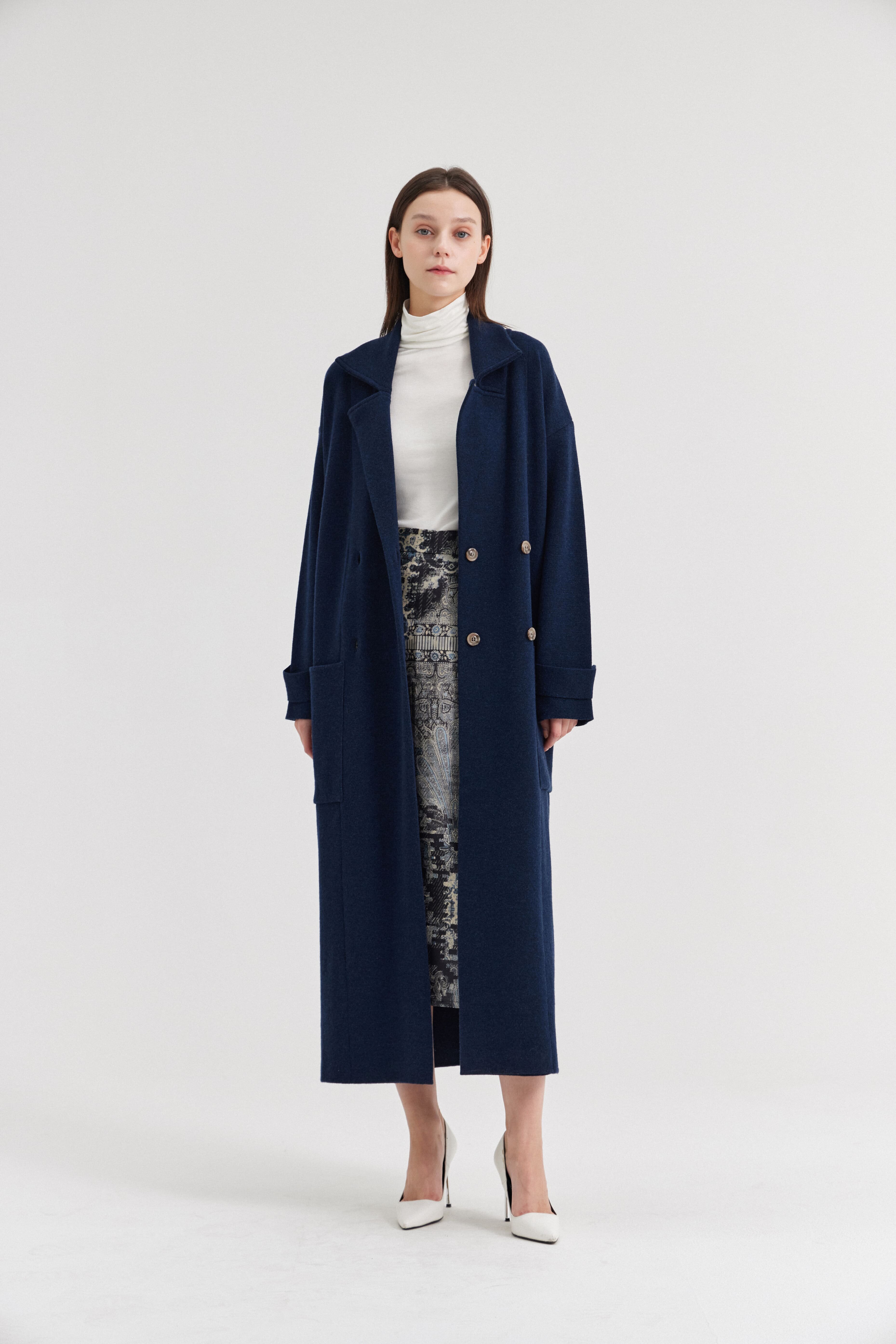 [크램38] EMANUELLE KNITTED DOUBLE BREAST COAT