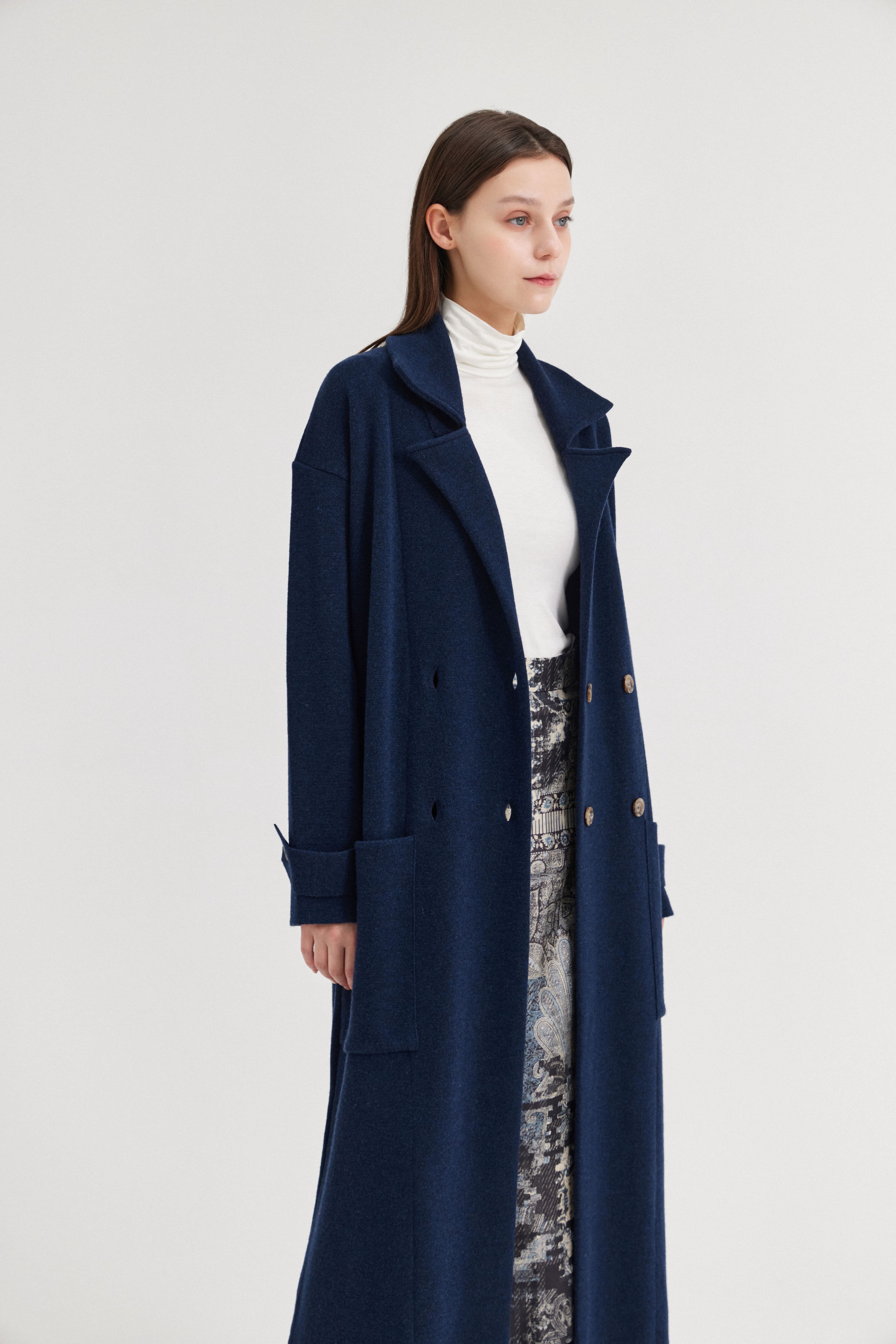 [크램38] EMANUELLE KNITTED DOUBLE BREAST COAT