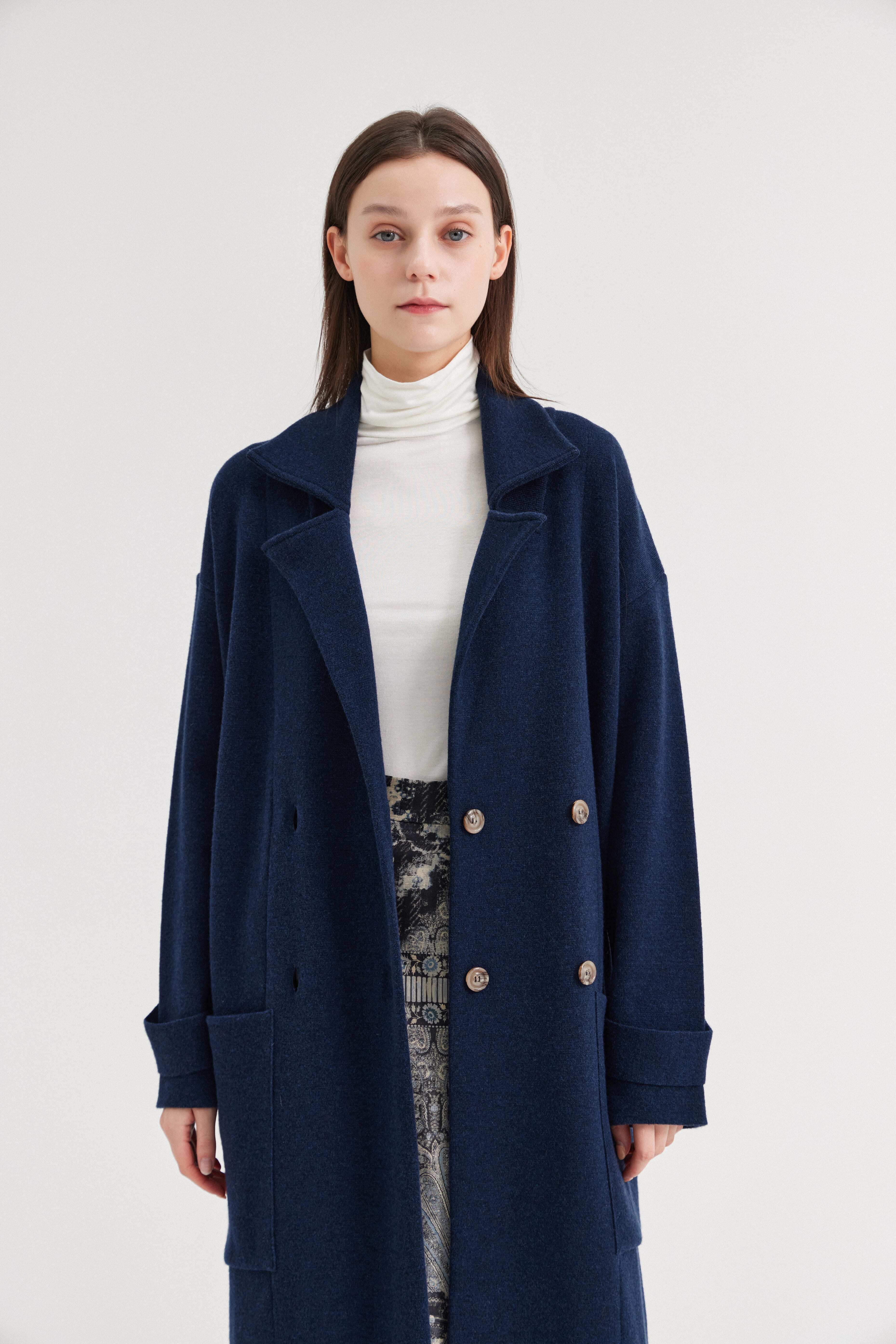 [크램38] EMANUELLE KNITTED DOUBLE BREAST COAT