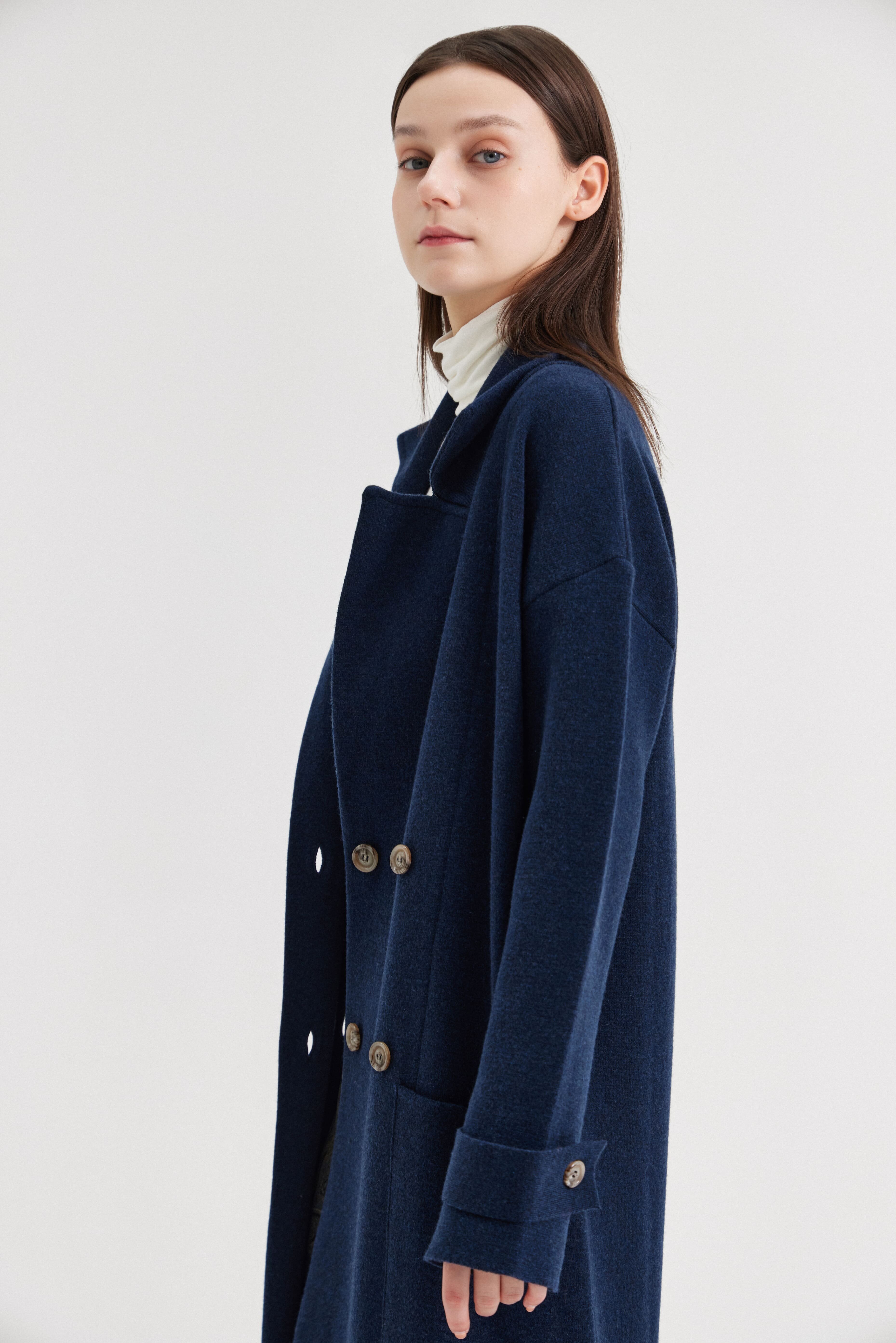 [크램38] EMANUELLE KNITTED DOUBLE BREAST COAT