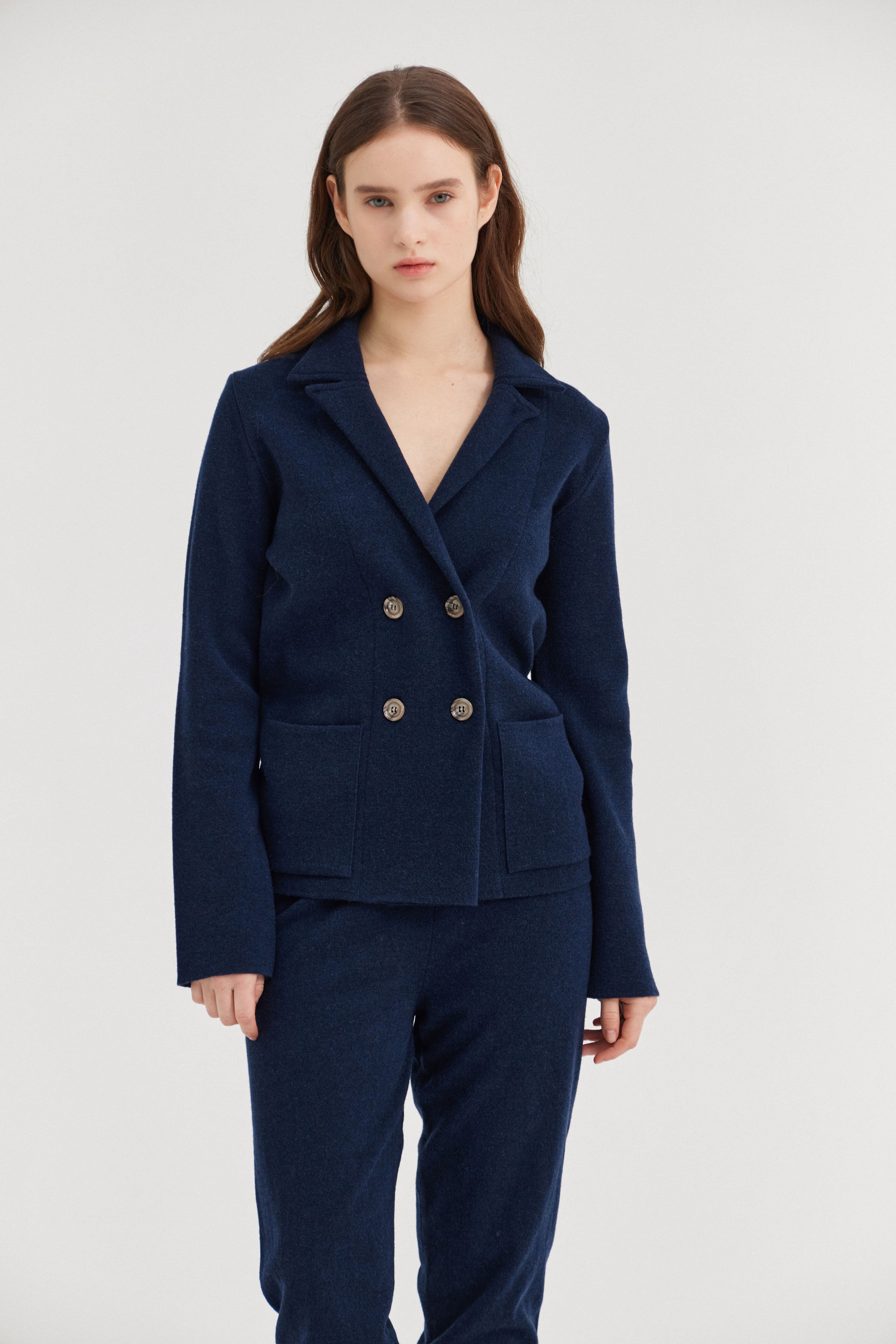 [크램38] PRAMA KNITTED SMALL BOXI JACKET BLU