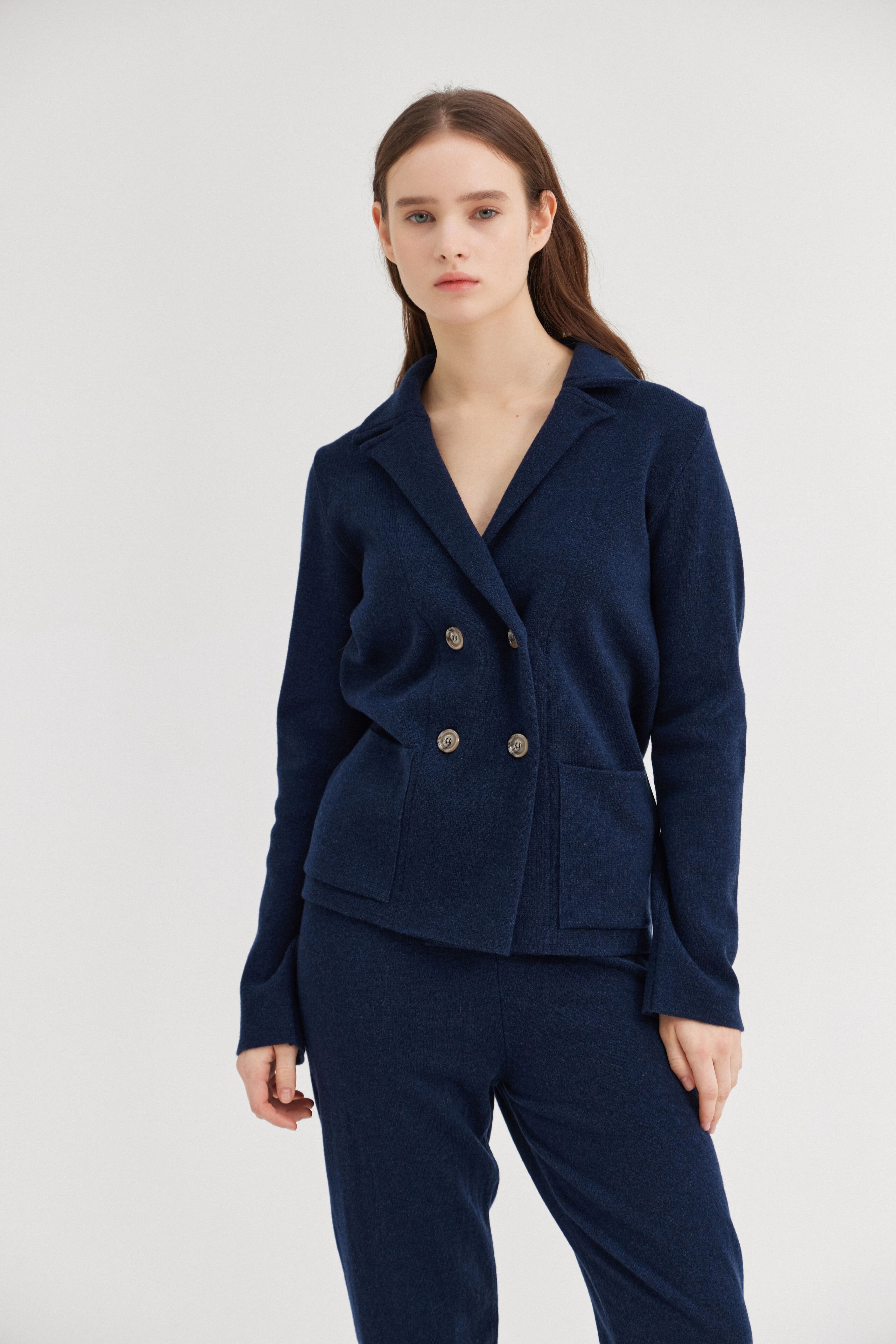 [크램38] PRAMA KNITTED SMALL BOXI JACKET BLU