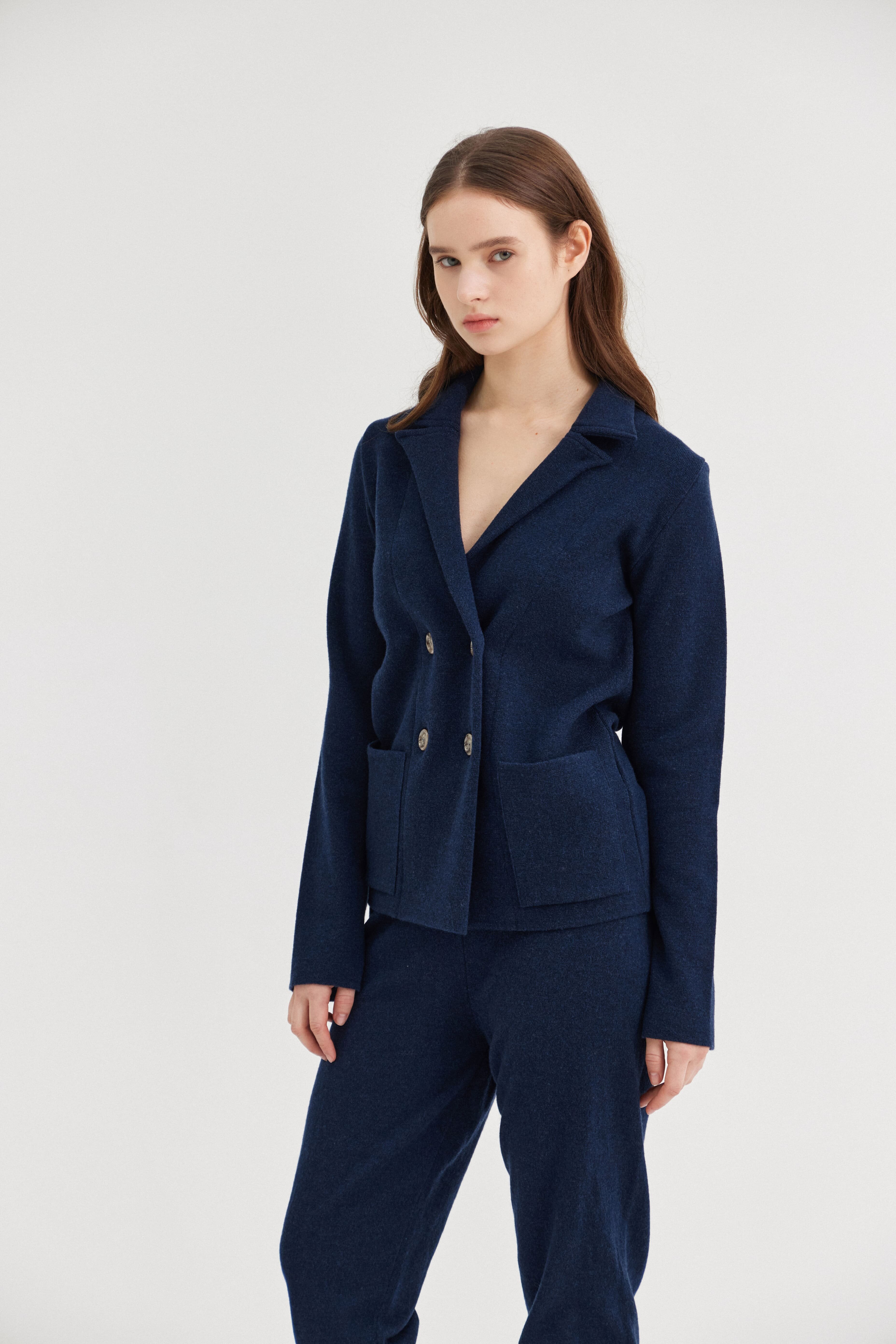 [크램38] PRAMA KNITTED SMALL BOXI JACKET BLU