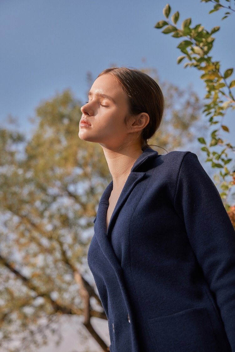 [크램38] PRAMA KNITTED SMALL BOXI JACKET BLU