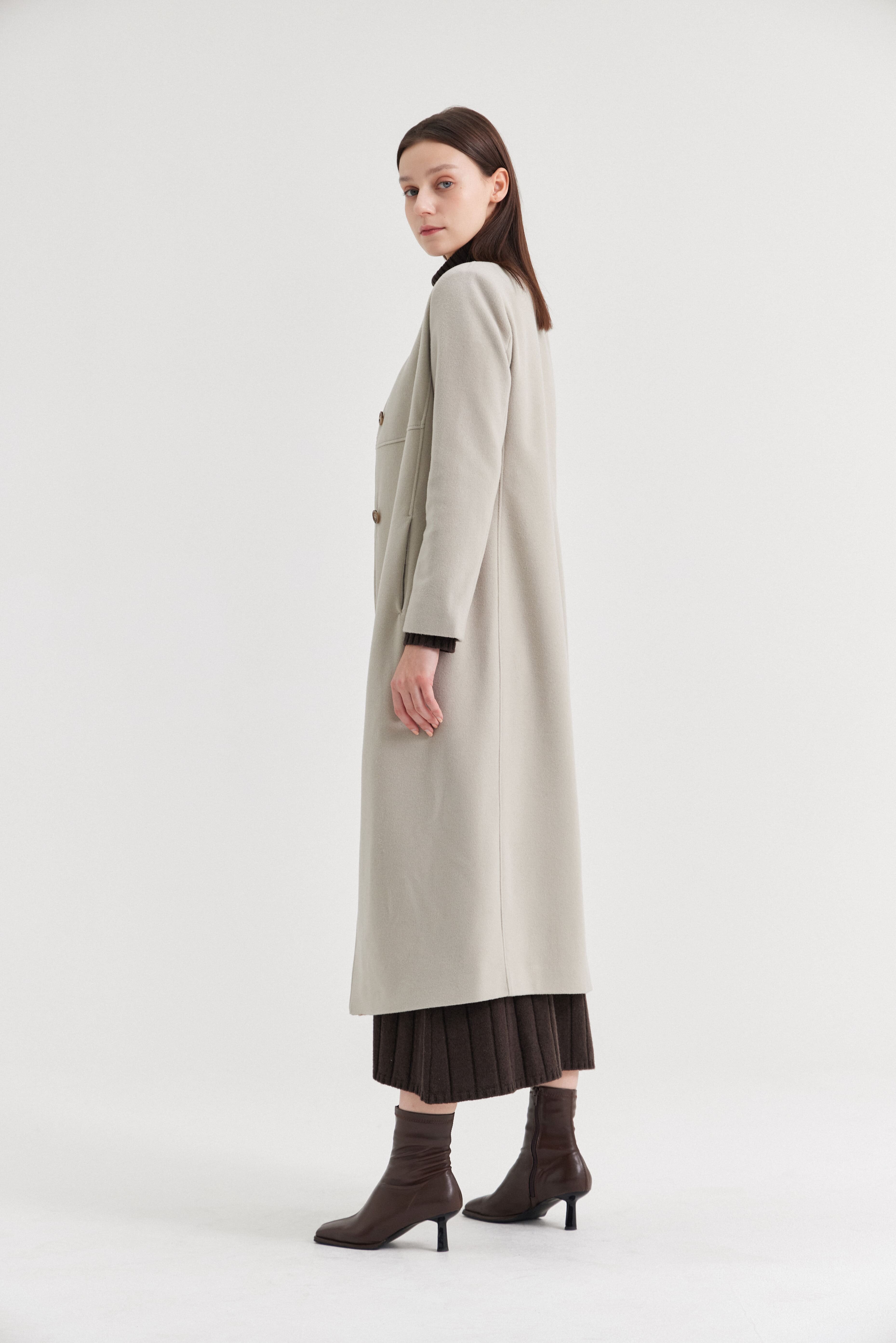 [크램38] ELENEDDA COAT WITHOUT COLLAR CACHA