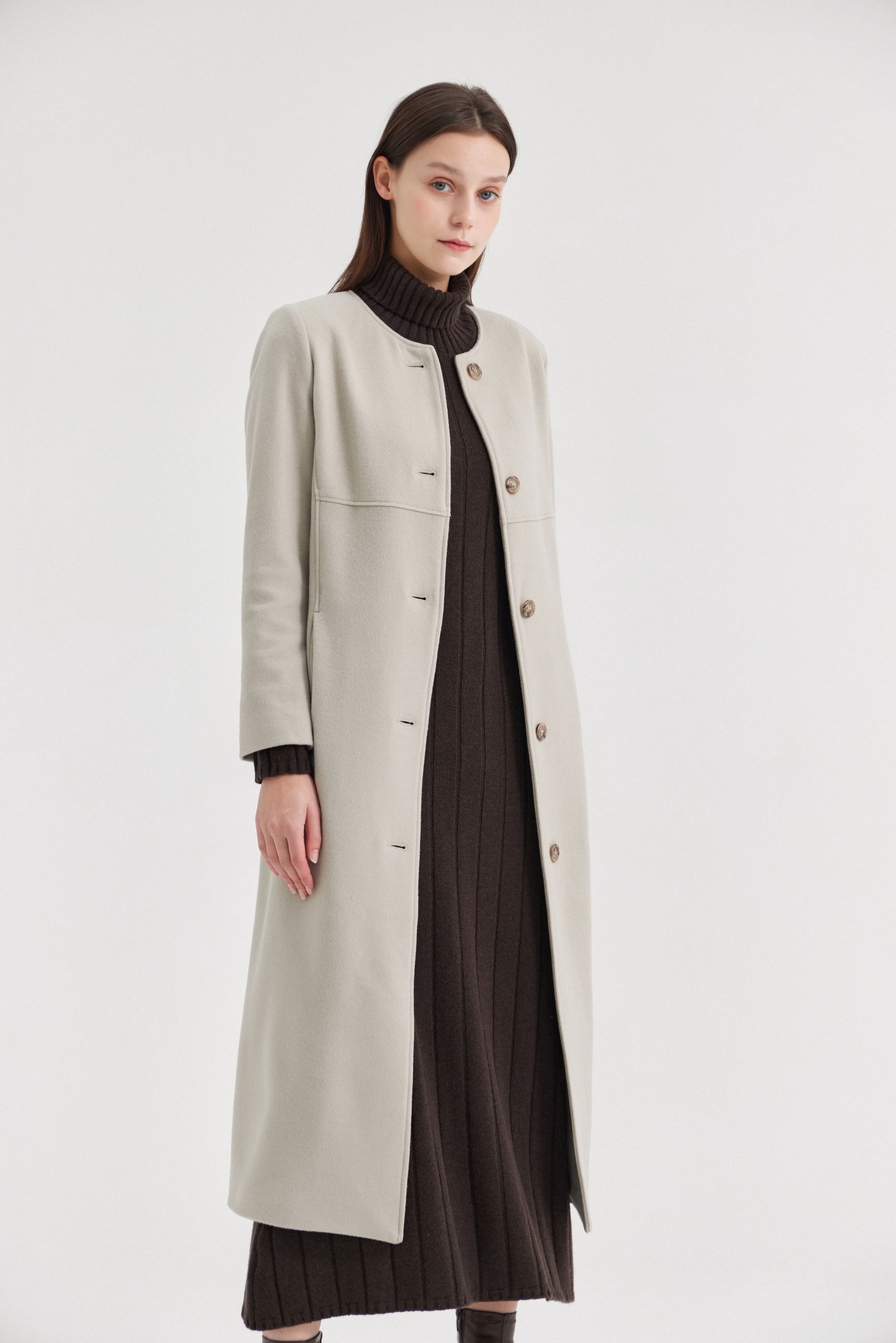 [크램38] ELENEDDA COAT WITHOUT COLLAR CACHA