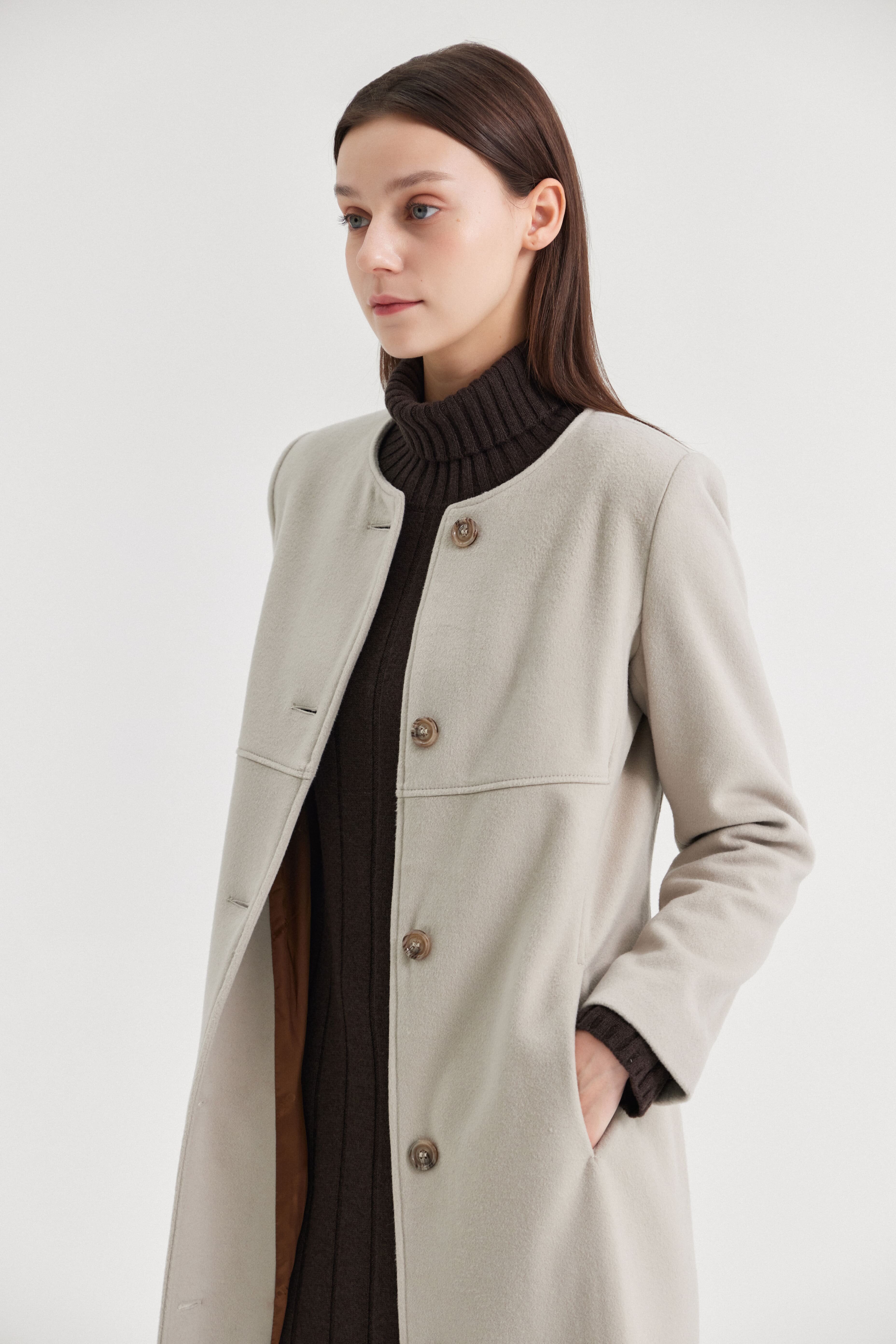 [크램38] ELENEDDA COAT WITHOUT COLLAR CACHA
