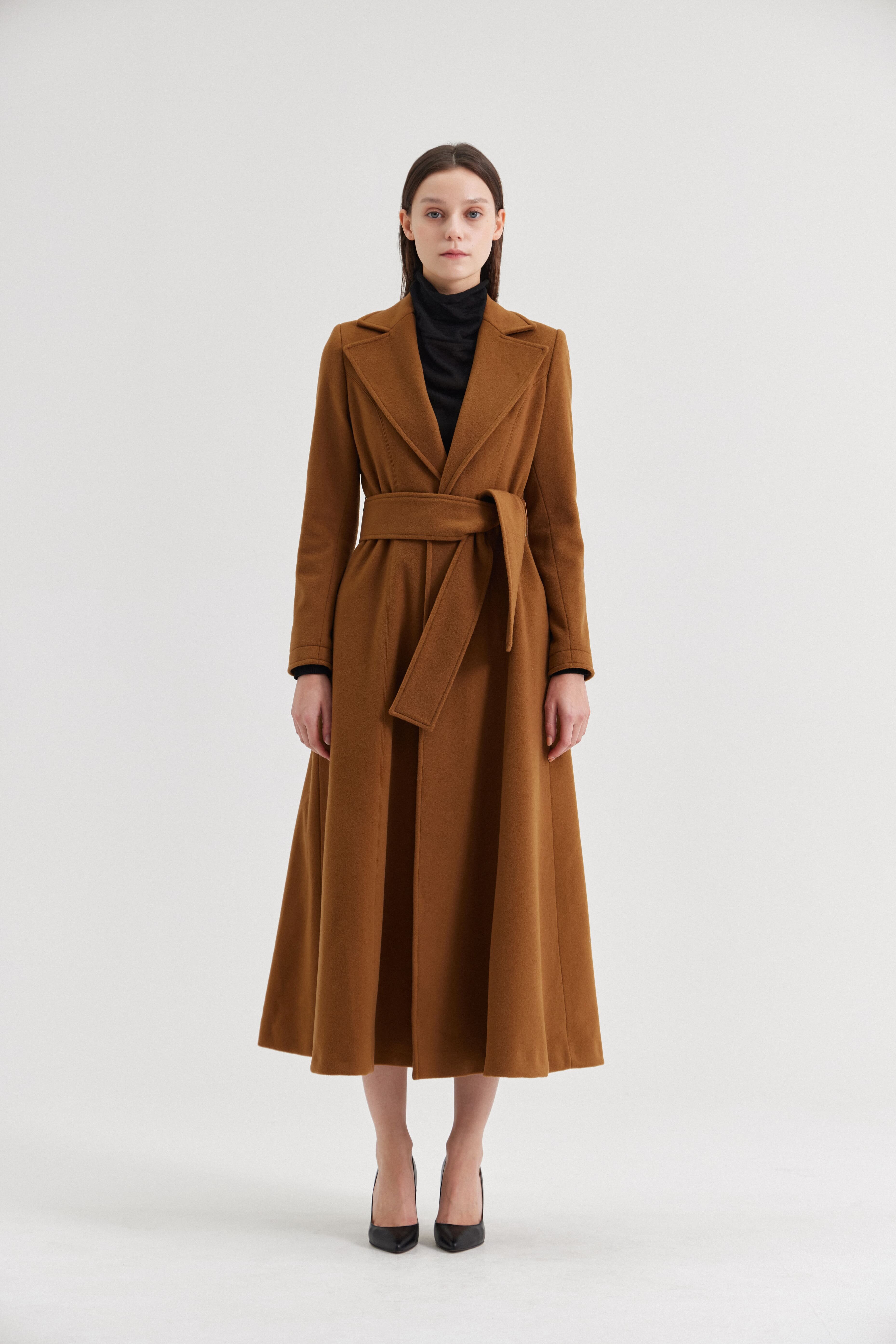 [크램38] ZULIA REDINGOTTE COAT WITH BELT CAMMELLO