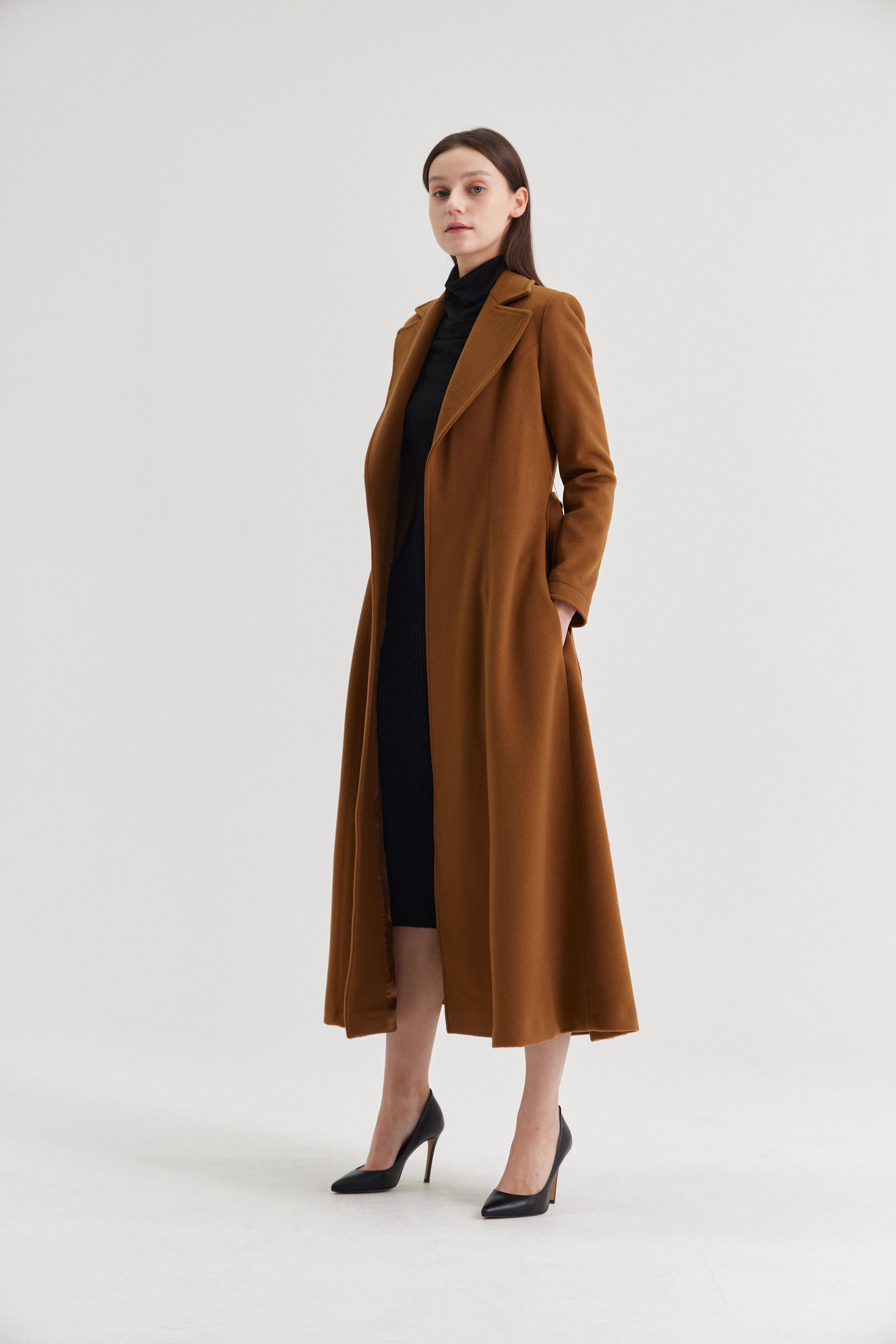 [크램38] ZULIA REDINGOTTE COAT WITH BELT CAMMELLO