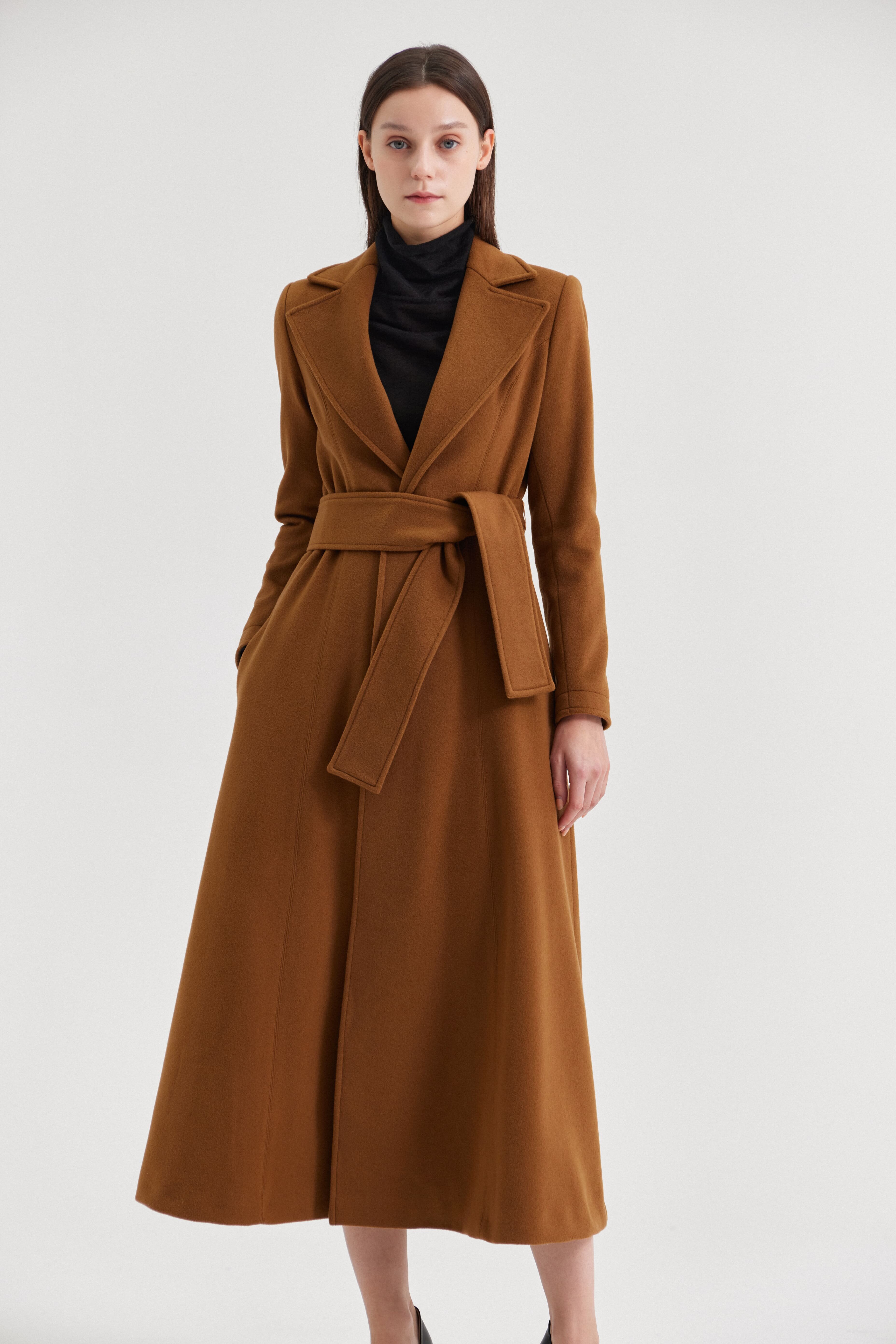 [크램38] ZULIA REDINGOTTE COAT WITH BELT CAMMELLO