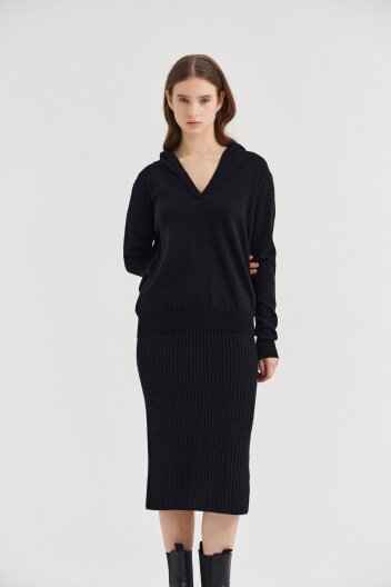 [크램38] MANNEI HOOD SWEATER NERO