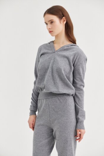 [크램38] MANNEI HOOD SWEATER GRIGIO