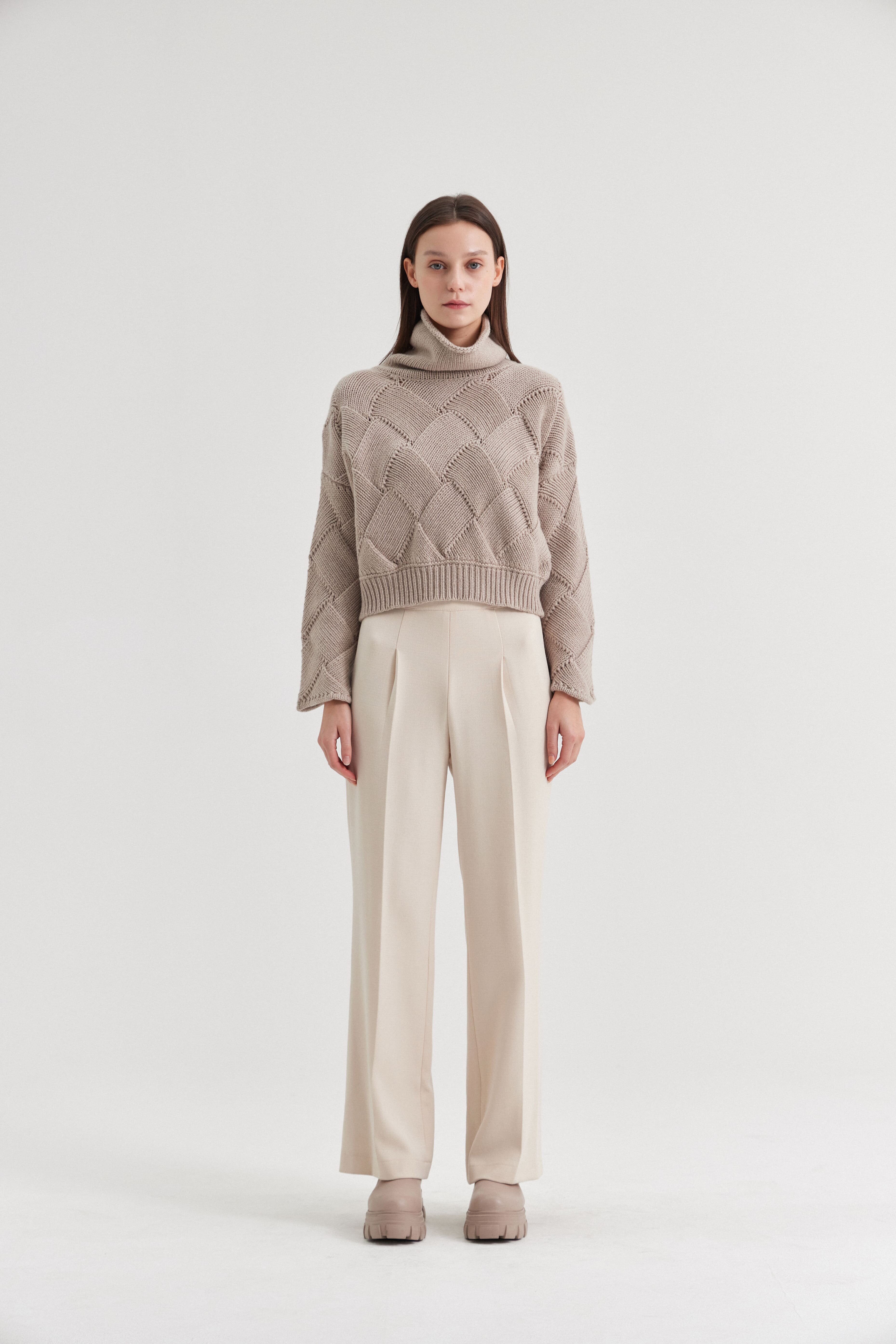 [크램38] LEONORA CROCHET TURTLENECK SWEATER CACHA