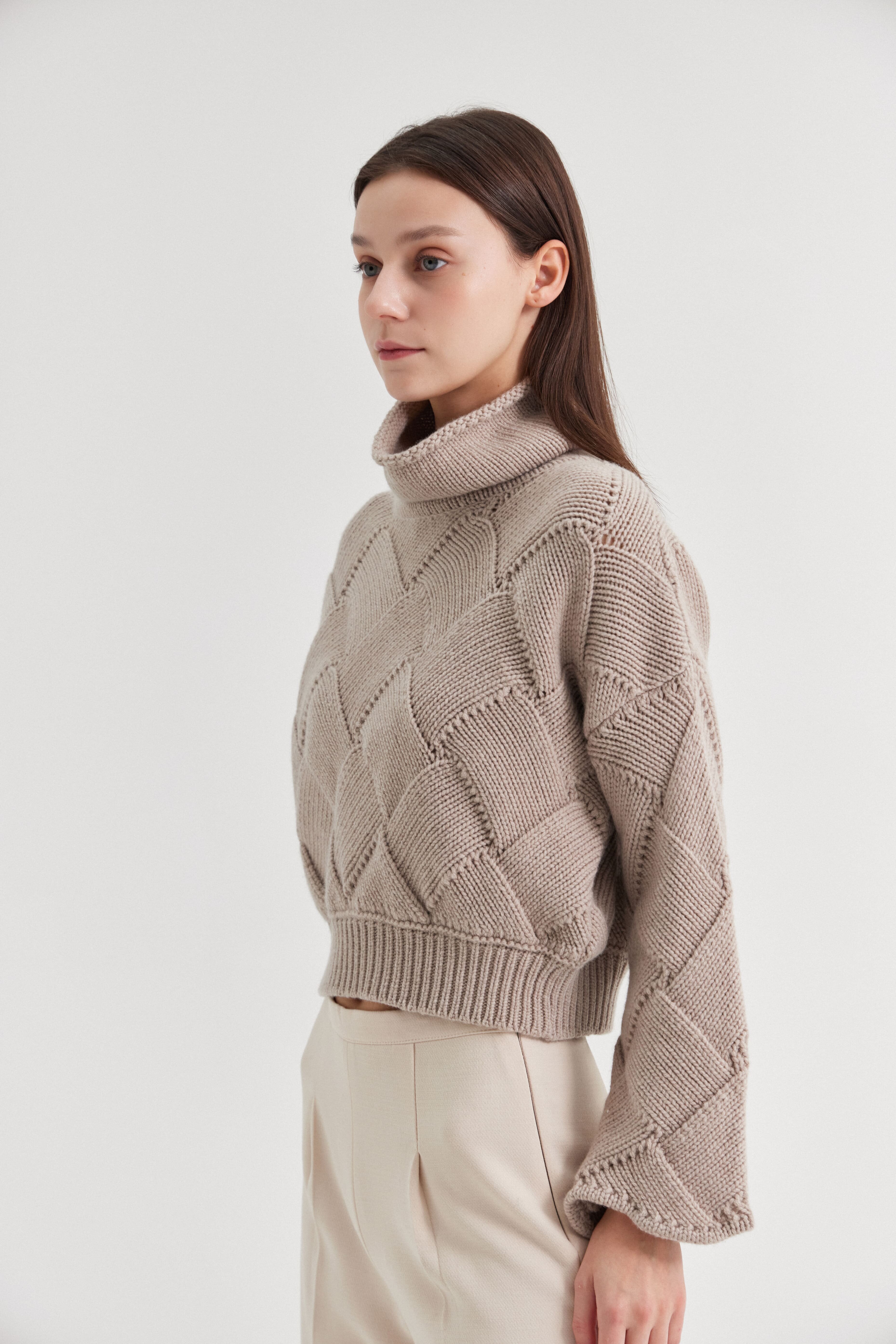 [크램38] LEONORA CROCHET TURTLENECK SWEATER CACHA