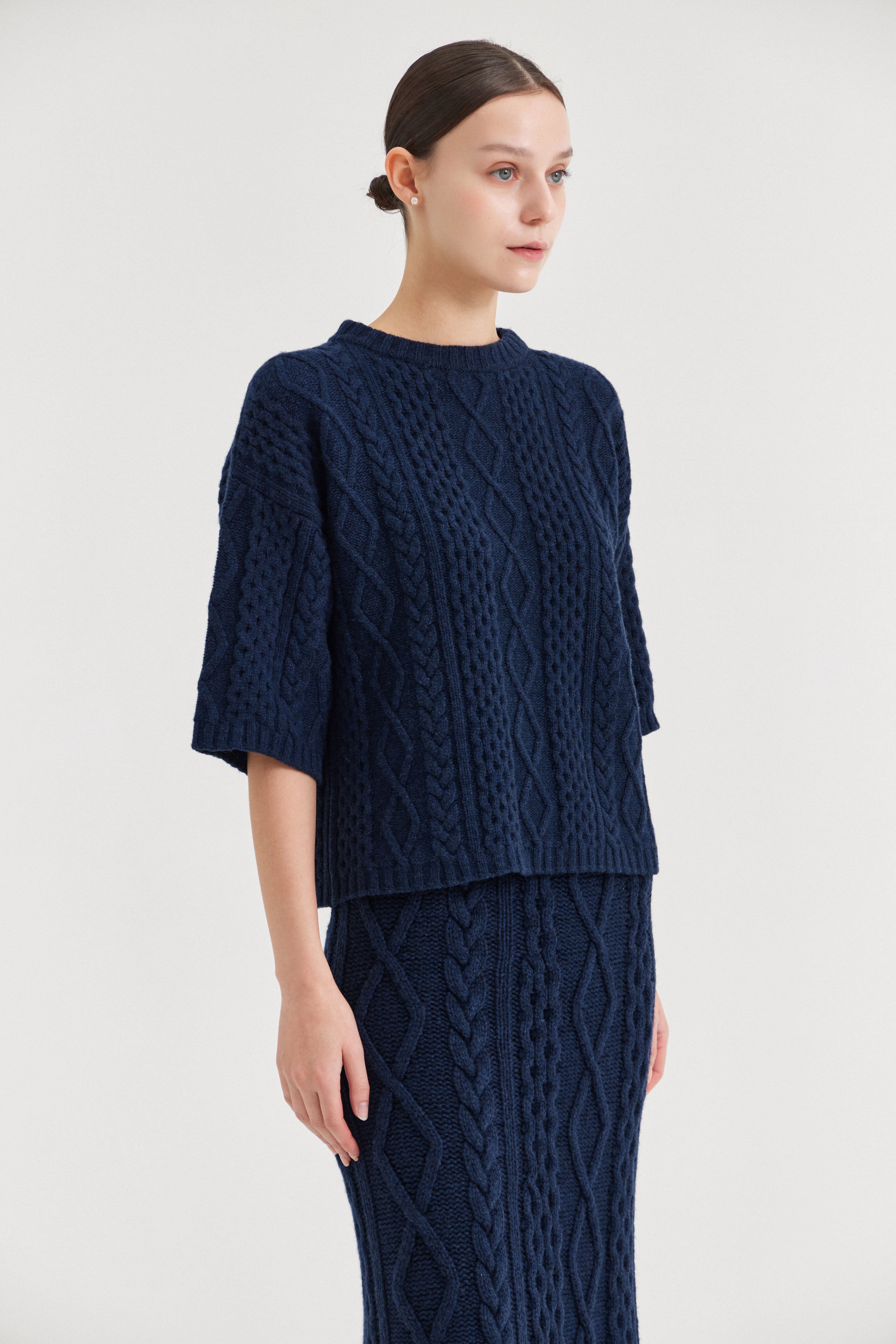 [크램38] TULLIA KNITTED BLOUSE BLU MARINO