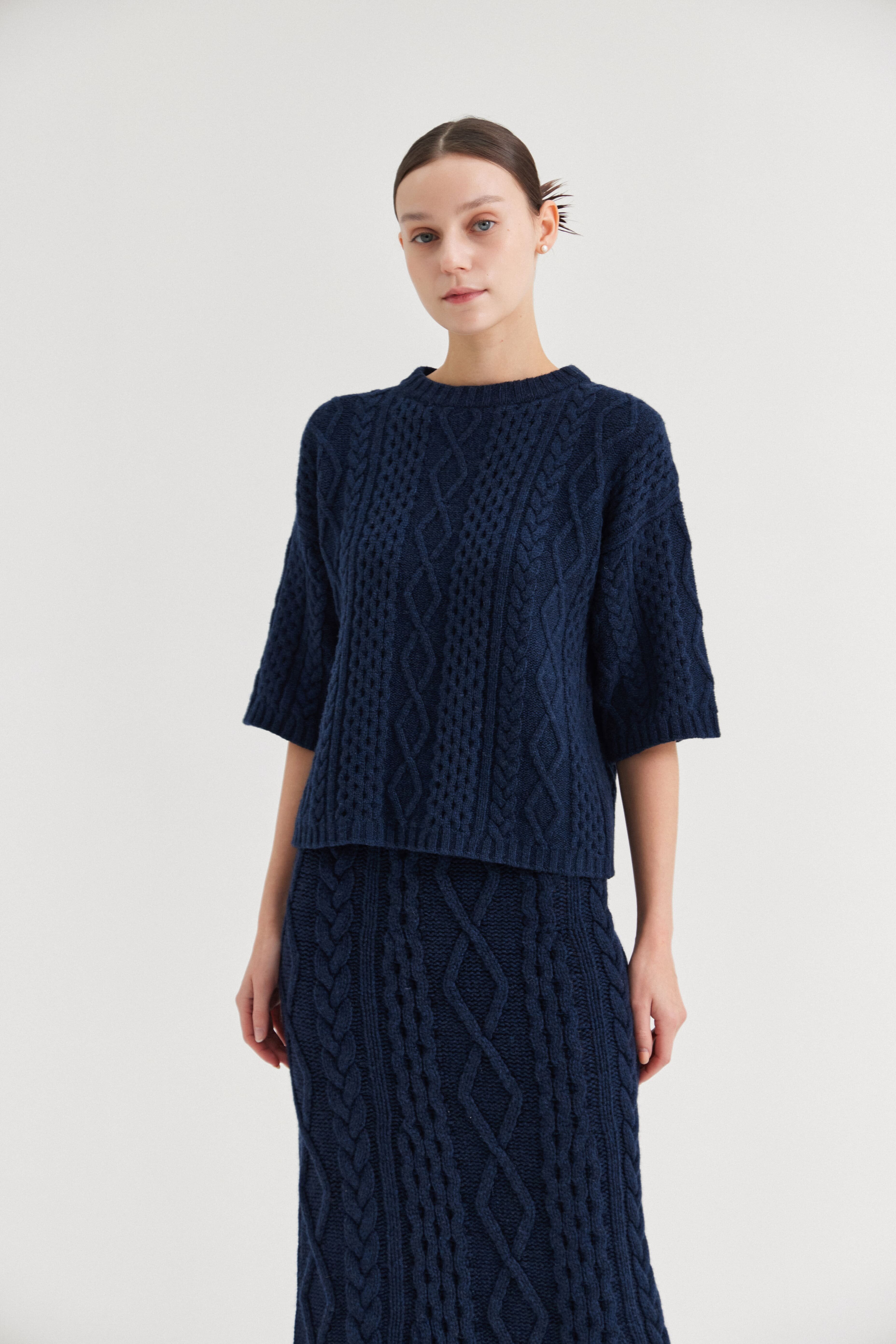 [크램38] TULLIA KNITTED BLOUSE BLU MARINO