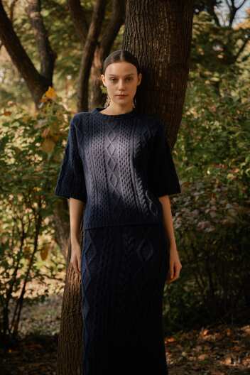 [크램38] TULLIA KNITTED BLOUSE BLU MARINO