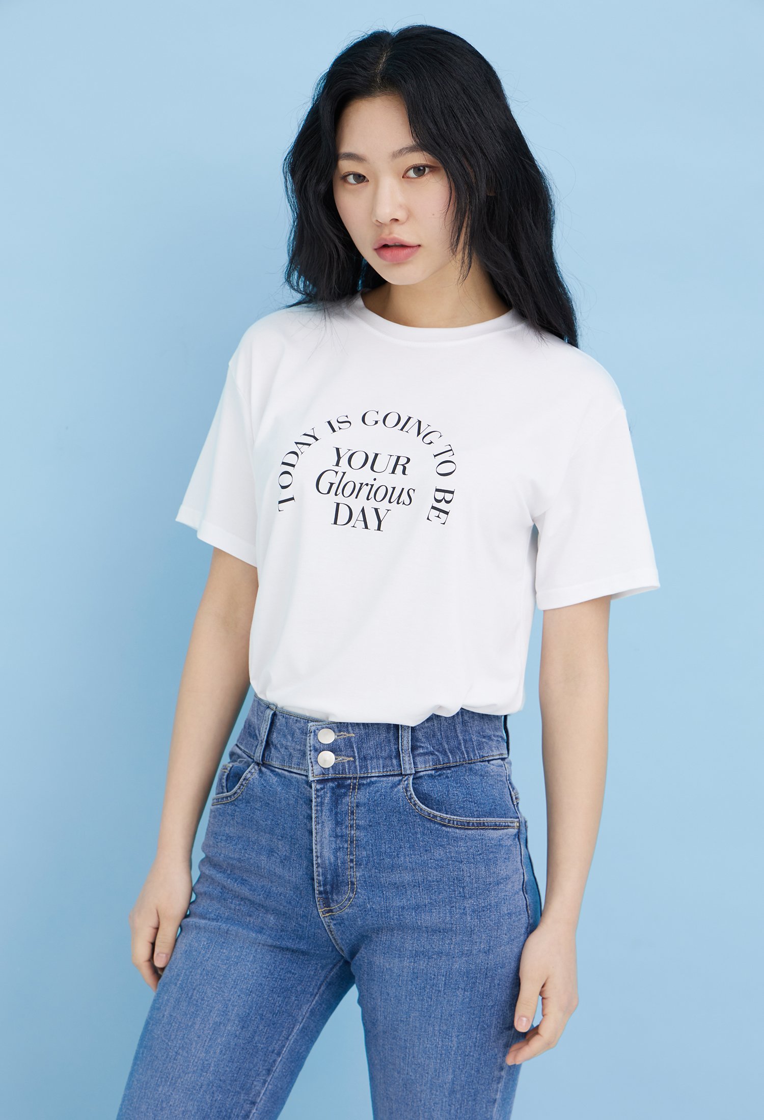 하프 슬리브 레터링 티셔츠 (WHITE)
