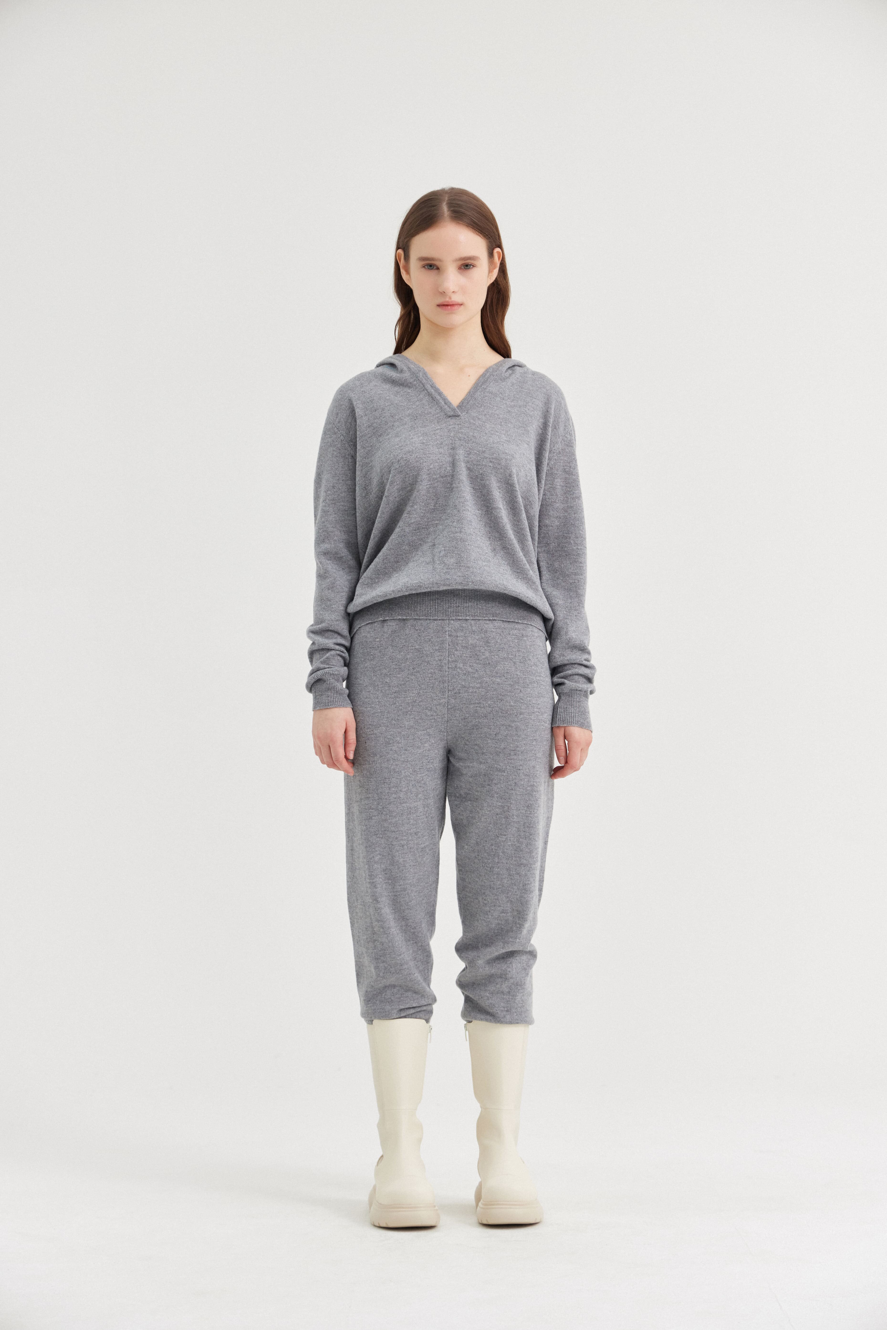 [크램38] ANZELU JOGGING RELAXED TROUSERS GRIGIO CHIARO MELANGE