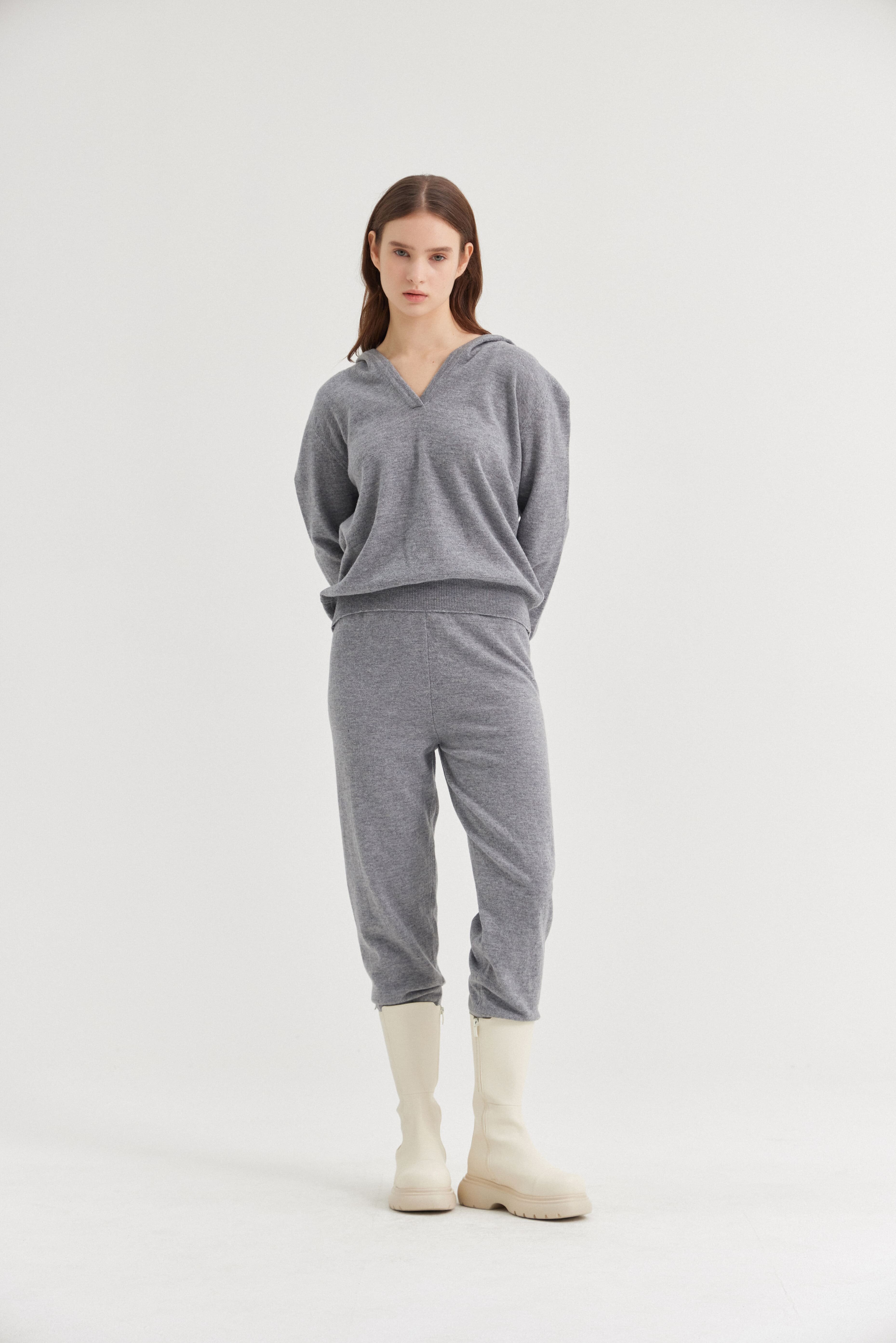 [크램38] ANZELU JOGGING RELAXED TROUSERS GRIGIO CHIARO MELANGE