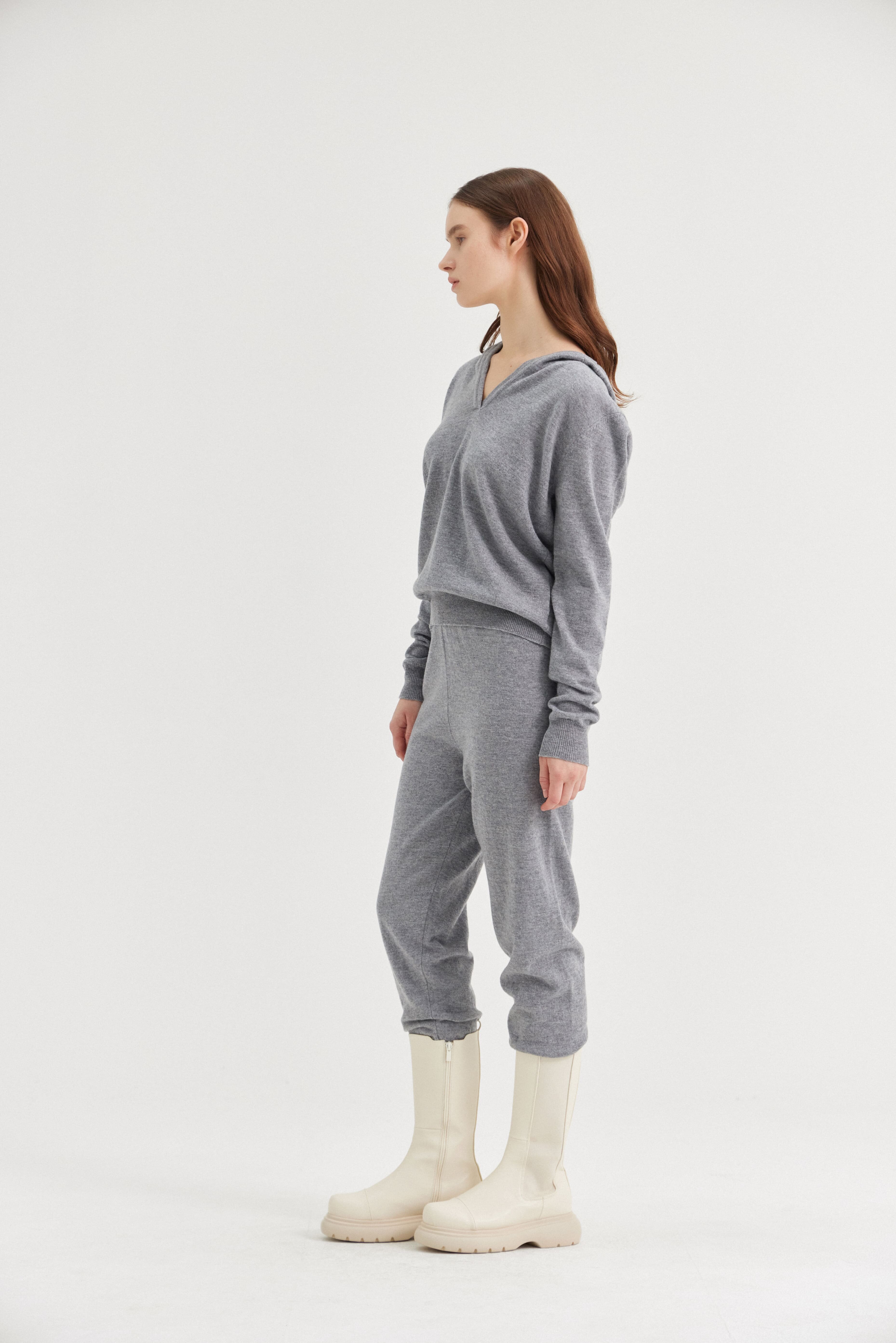 [크램38] ANZELU JOGGING RELAXED TROUSERS GRIGIO CHIARO MELANGE