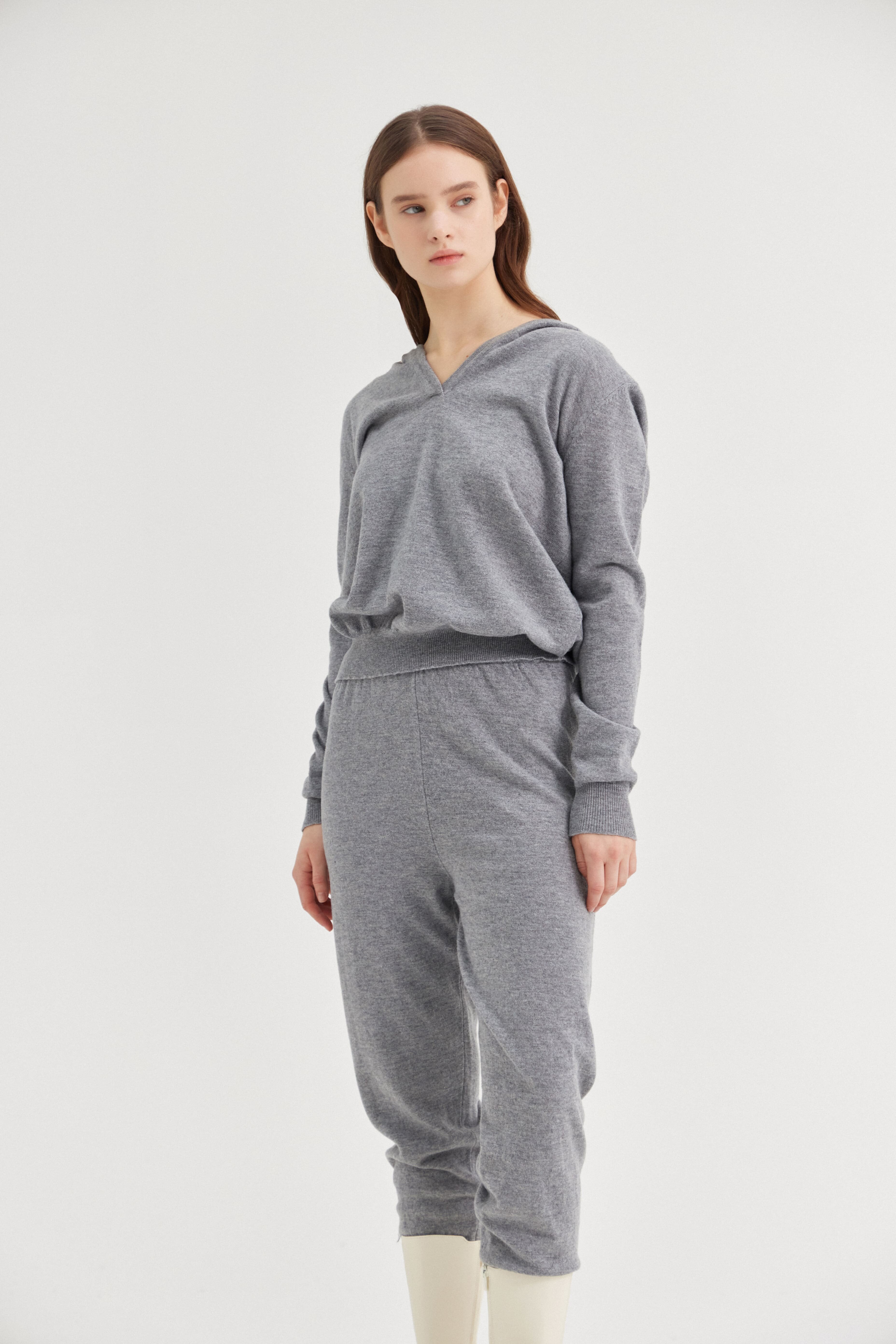 [크램38] ANZELU JOGGING RELAXED TROUSERS GRIGIO CHIARO MELANGE