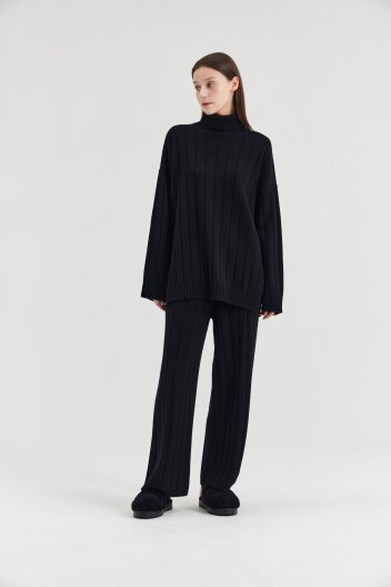 [크램38] ANSELMO RIBBED TROUSERS NERO