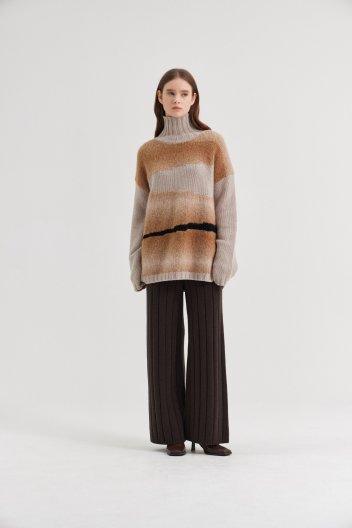[크램38] ANSELMO RIBBED TROUSERS FANGO