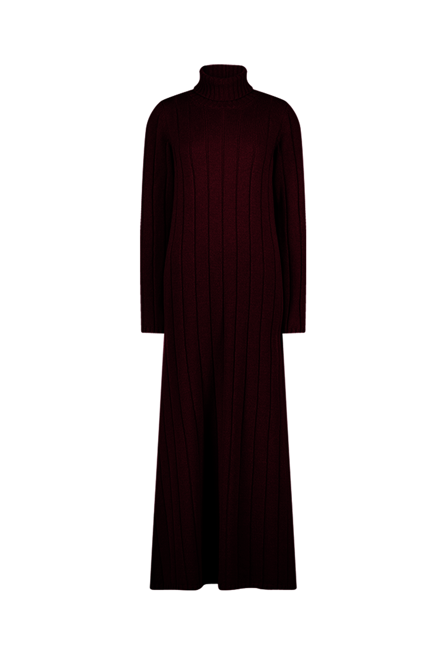 [크램38] LATA WIDE RIBBED TURTLENECK DRESS BURGUNDY