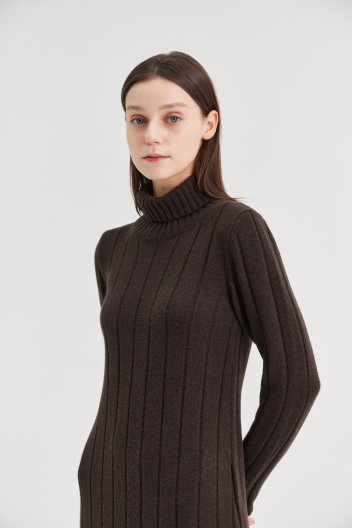 [크램38] LATA WIDE RIBBED DRESS FANGO