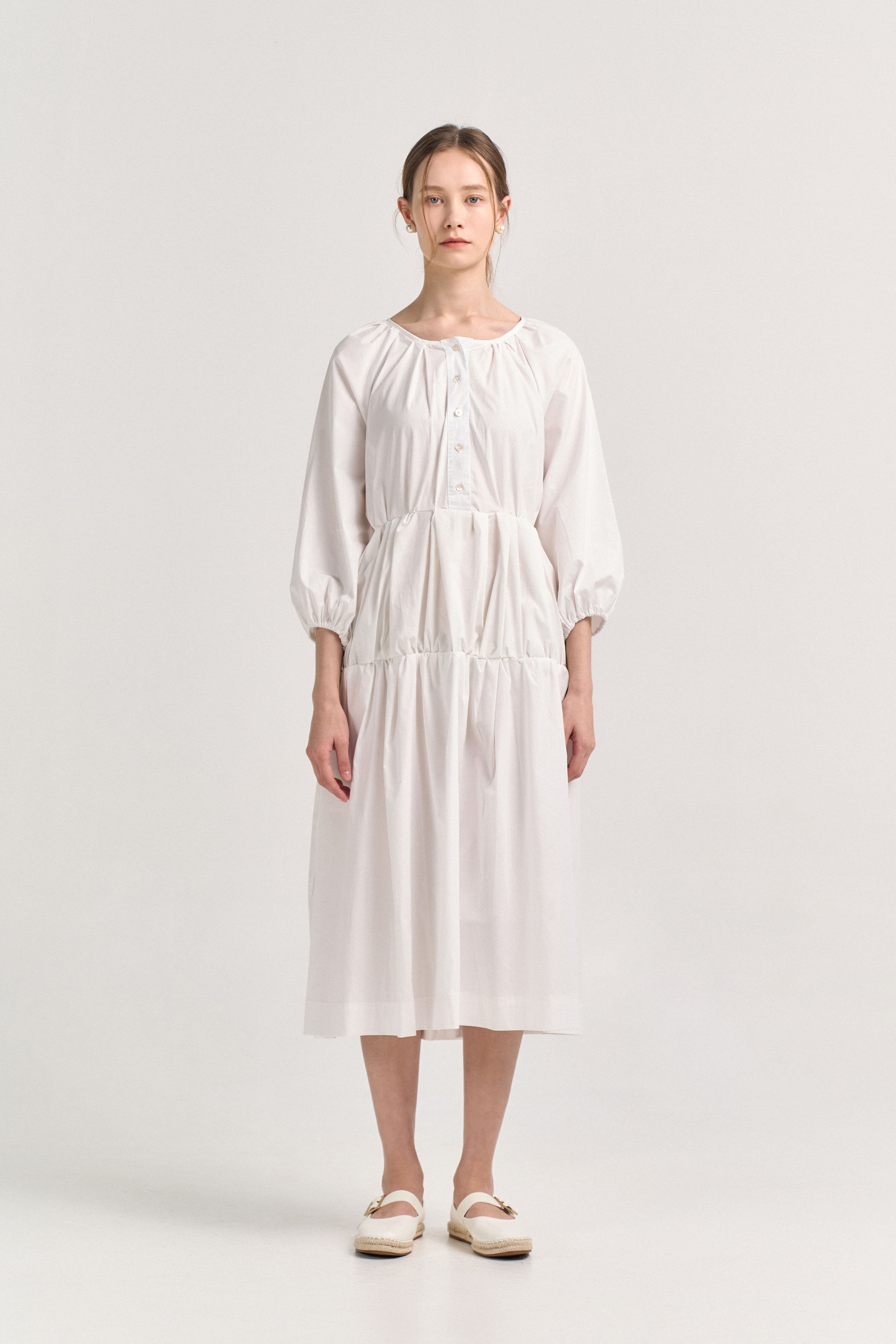 [크램38] ASSUNTA KAFTAN DRESS WHITE