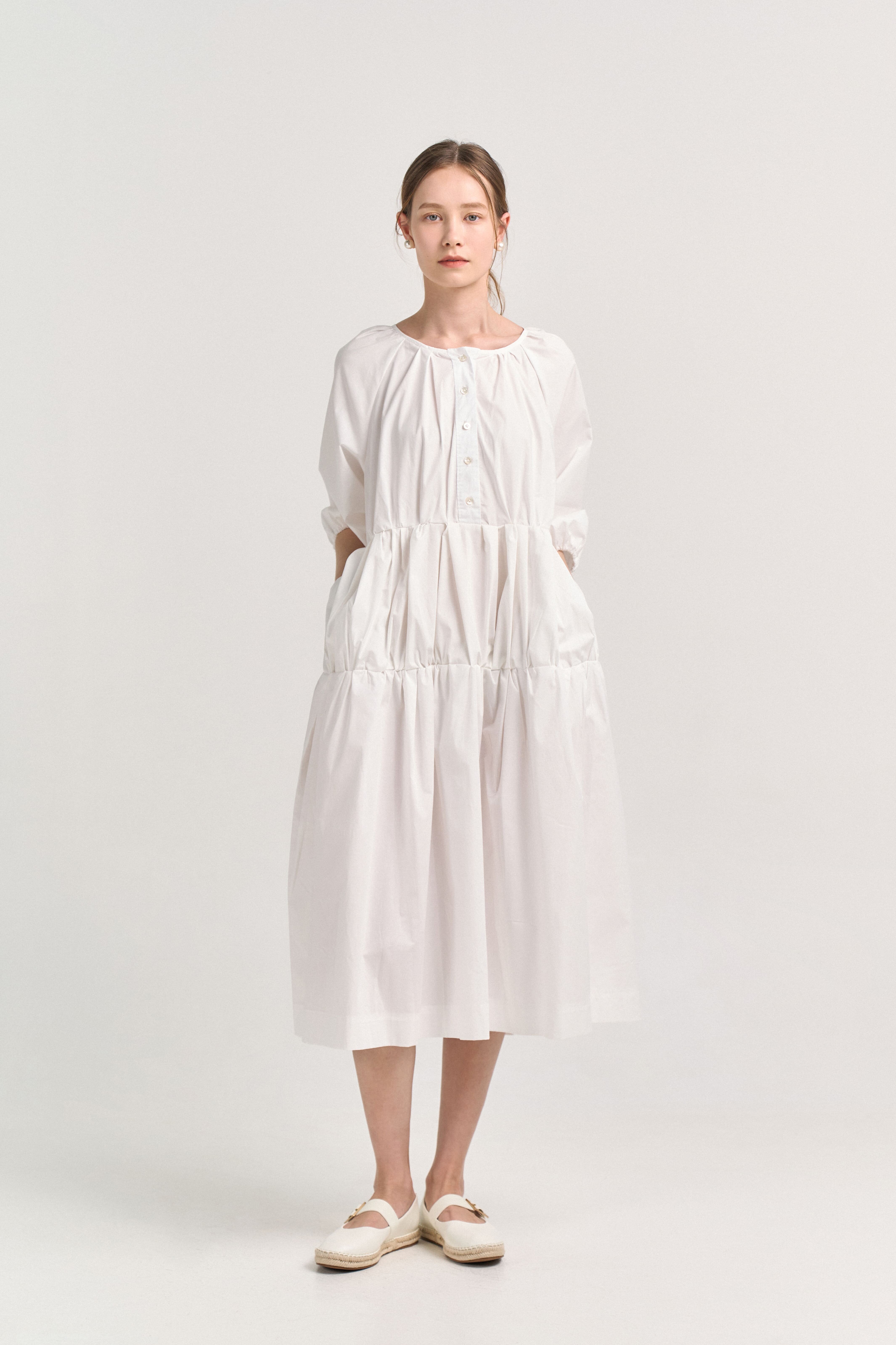 [크램38] ASSUNTA KAFTAN DRESS WHITE