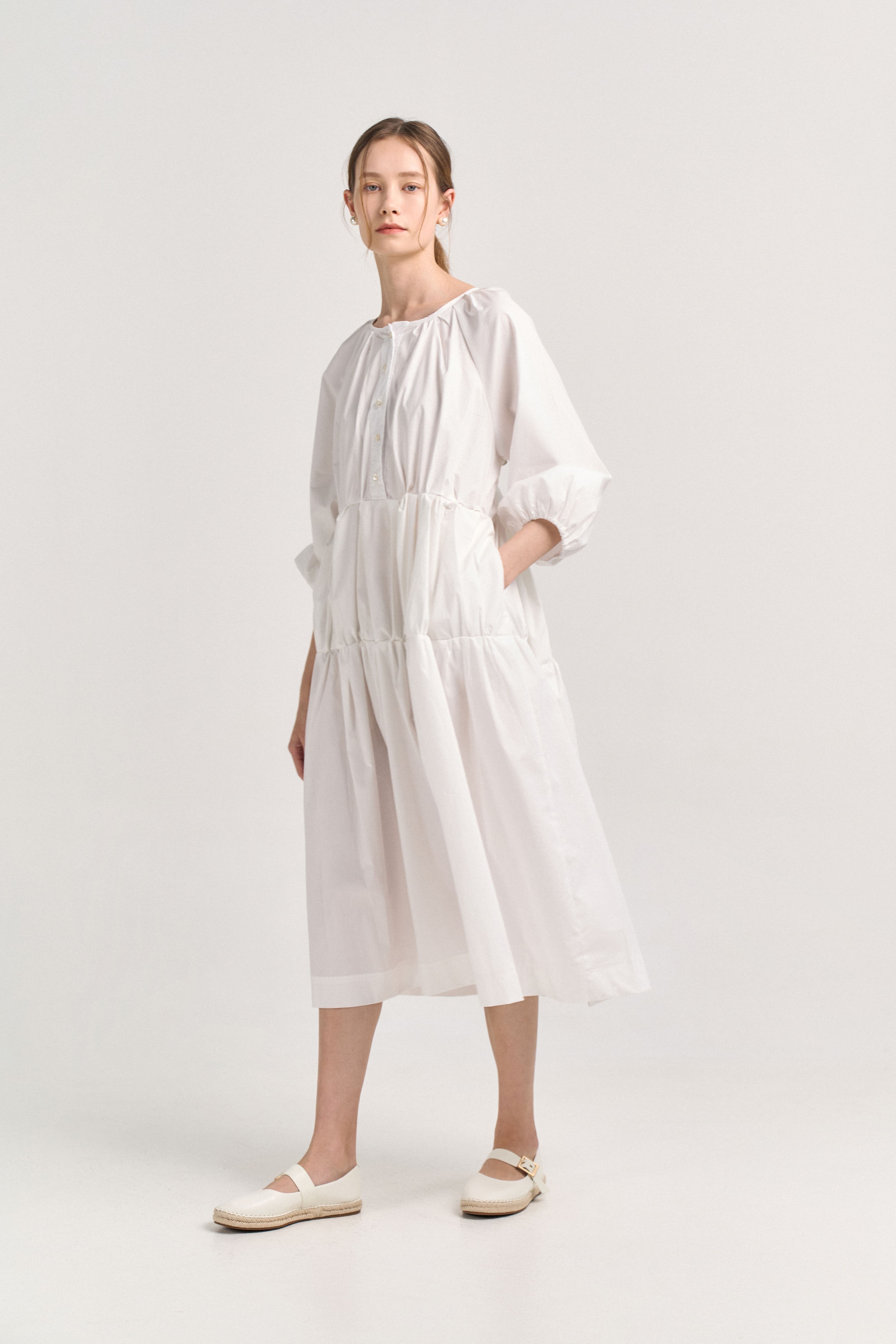 [크램38] ASSUNTA KAFTAN DRESS WHITE
