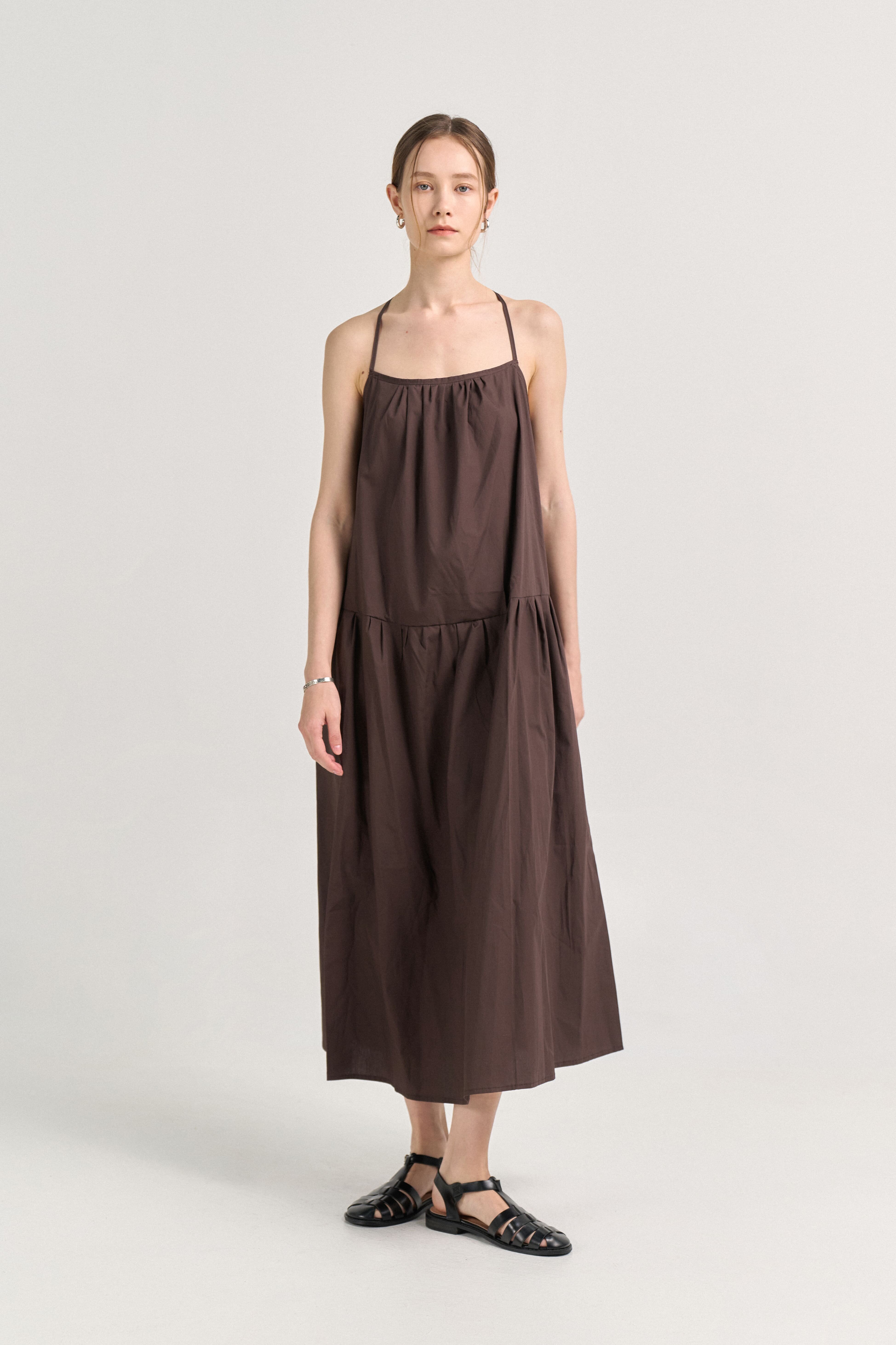 [크램38] ANNITA OVER BALZA DRESS BROWN