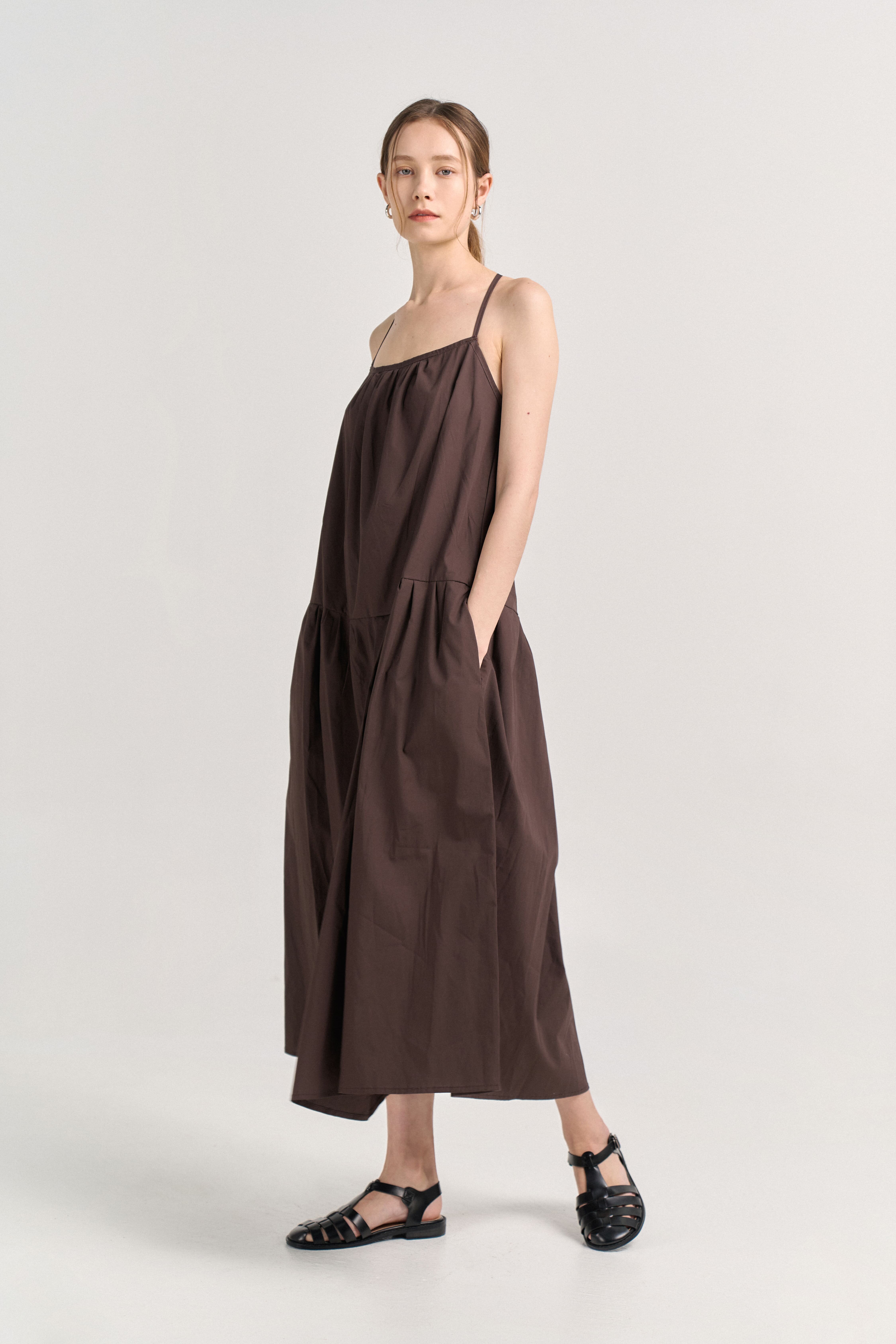 [크램38] ANNITA OVER BALZA DRESS BROWN
