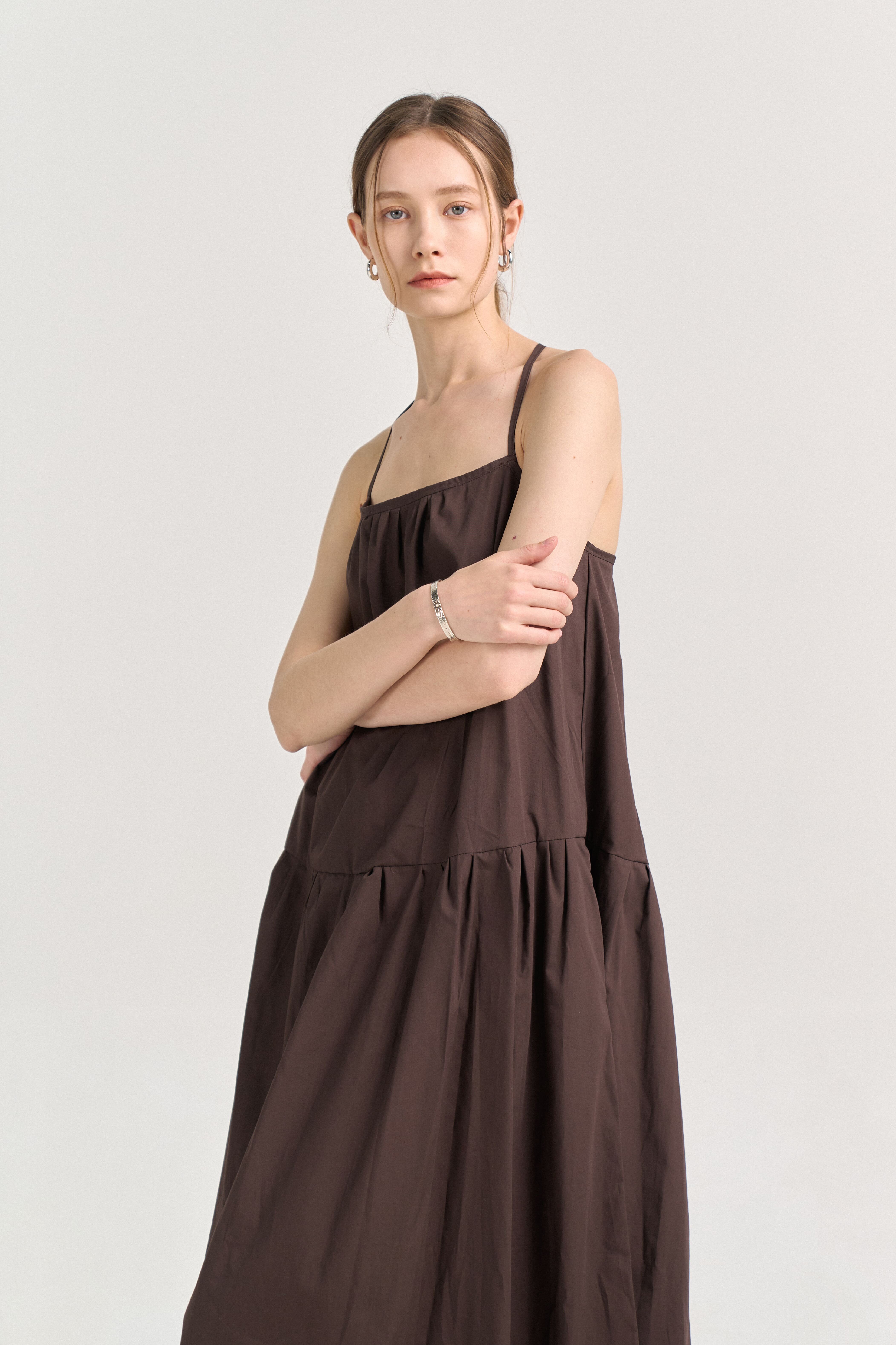 [크램38] ANNITA OVER BALZA DRESS BROWN