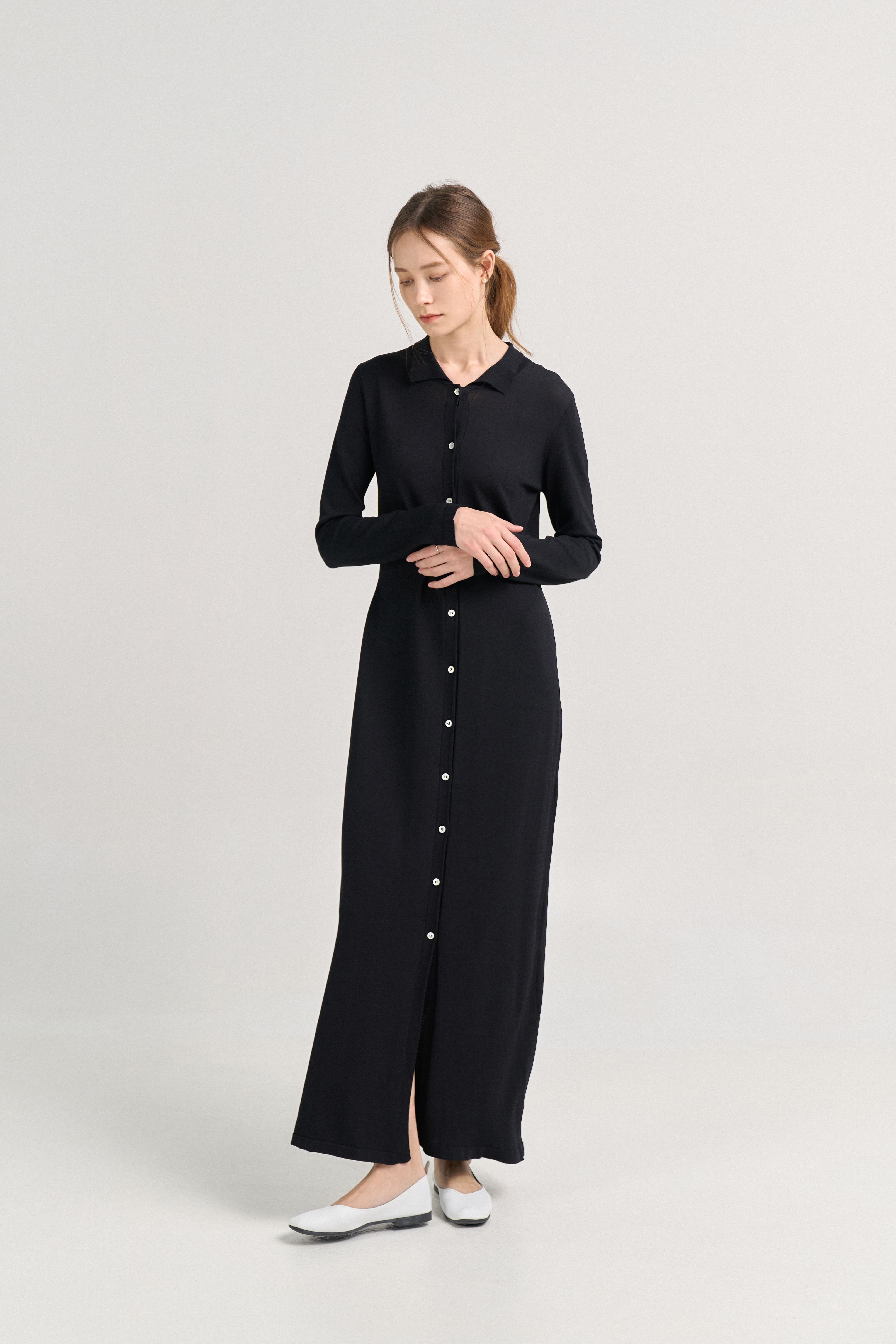 [크램38] REGINA KNITTED SHIRT DRESS