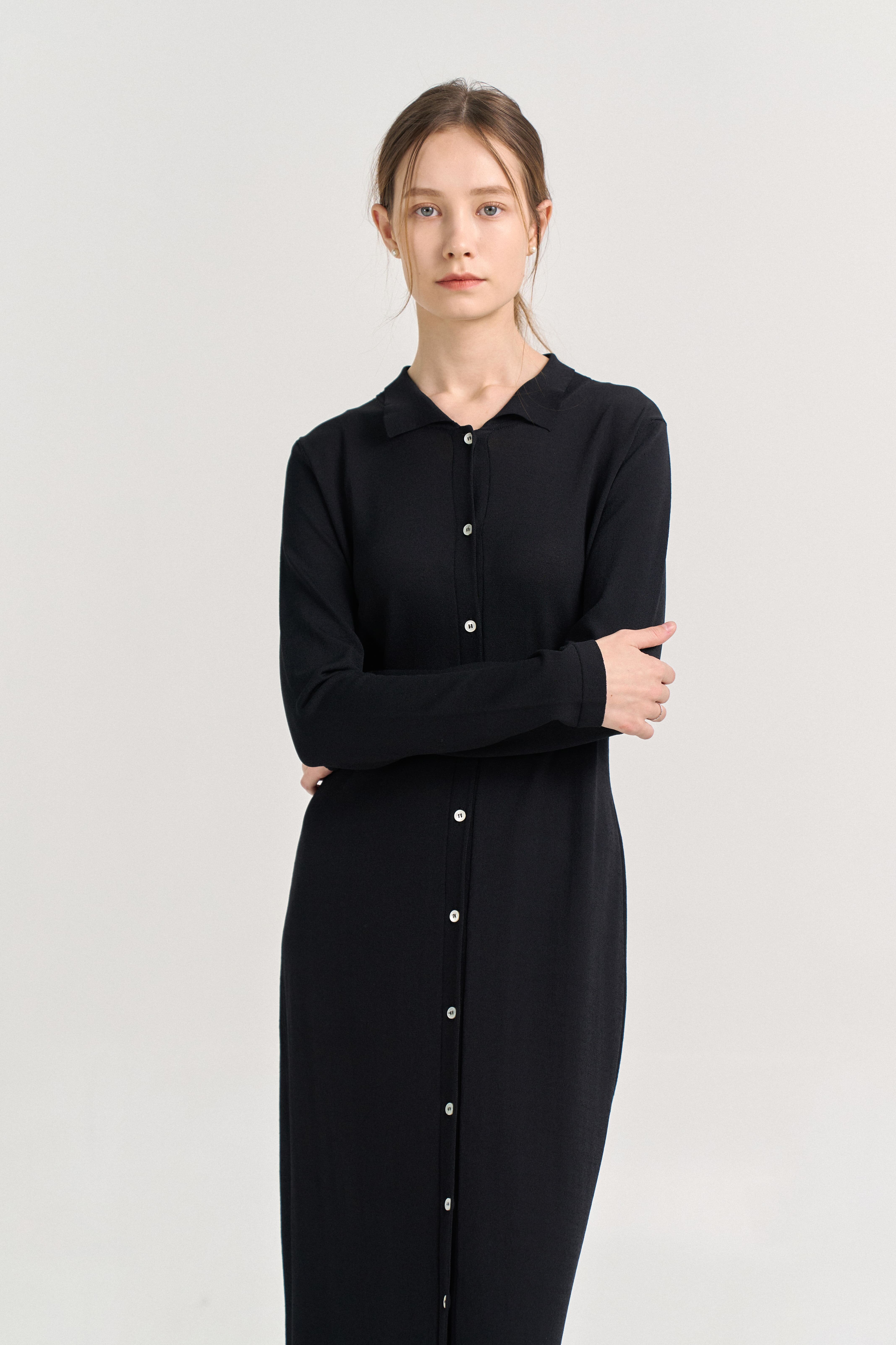 [크램38] REGINA KNITTED SHIRT DRESS
