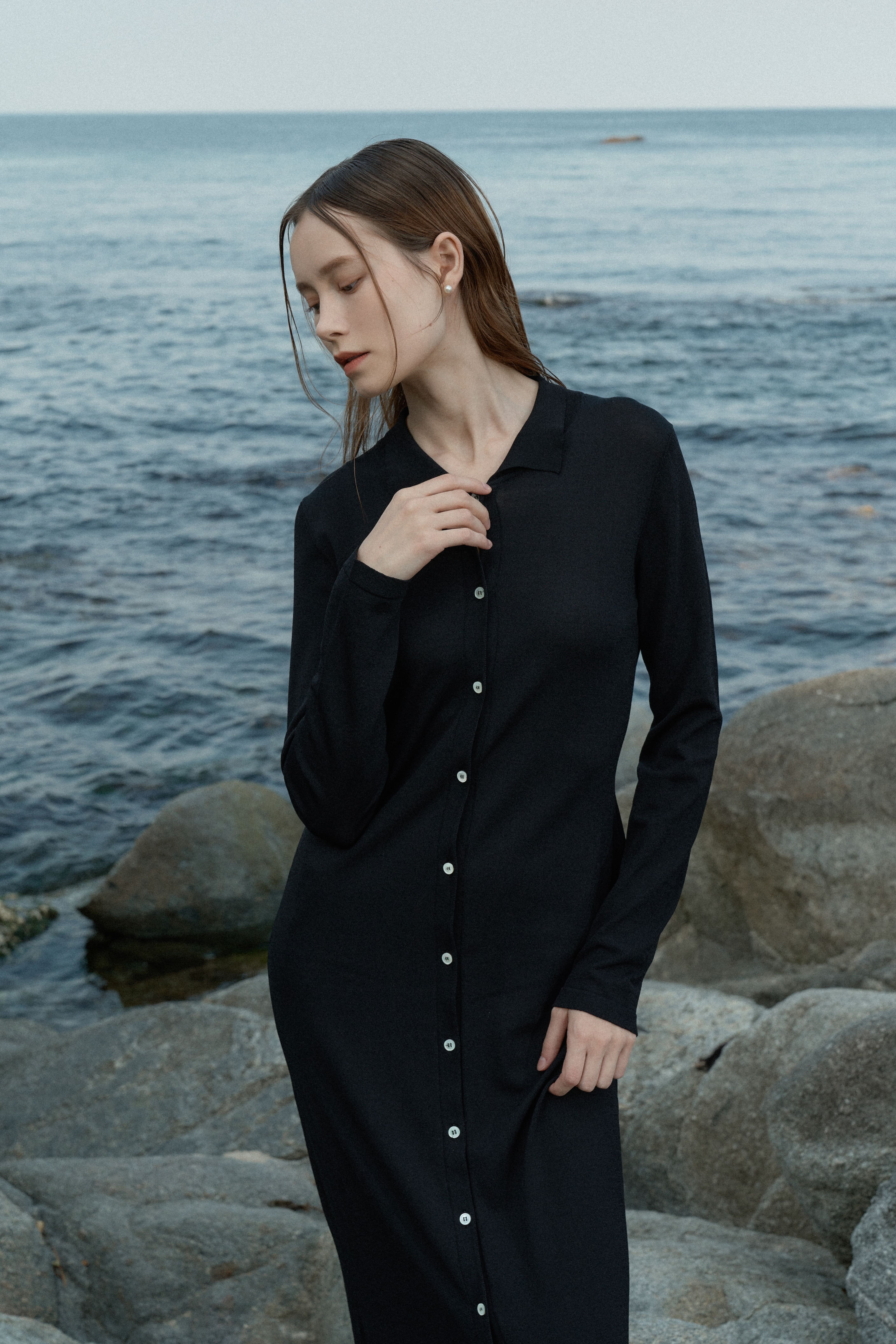 [크램38] REGINA KNITTED SHIRT DRESS