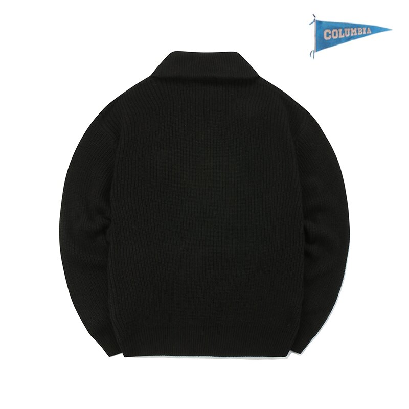 1754 CROWN OVERFIT HALF ZIP-UP SWEATER 블랙