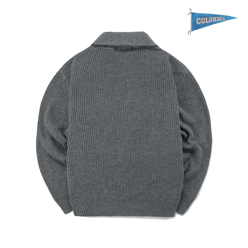 1754 CROWN OVERFIT HALF ZIP-UP SWEATER 차콜
