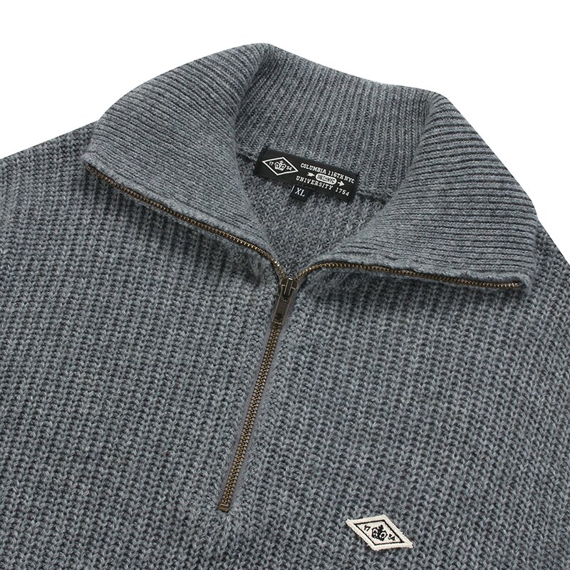 1754 CROWN OVERFIT HALF ZIP-UP SWEATER 차콜