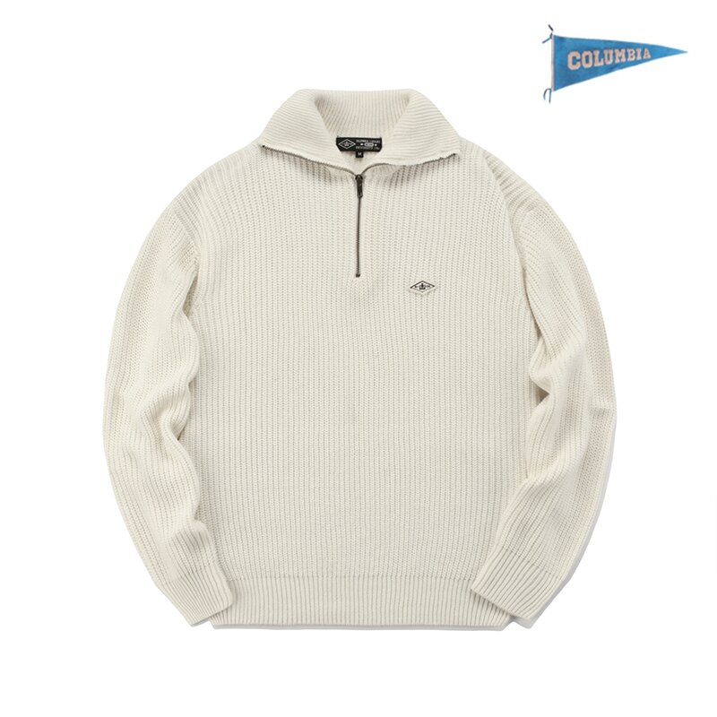 1754 CROWN OVERFIT HALF ZIP-UP SWEATER 크림