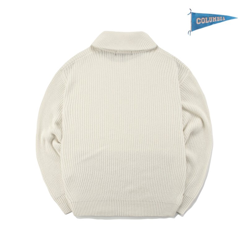 1754 CROWN OVERFIT HALF ZIP-UP SWEATER 크림