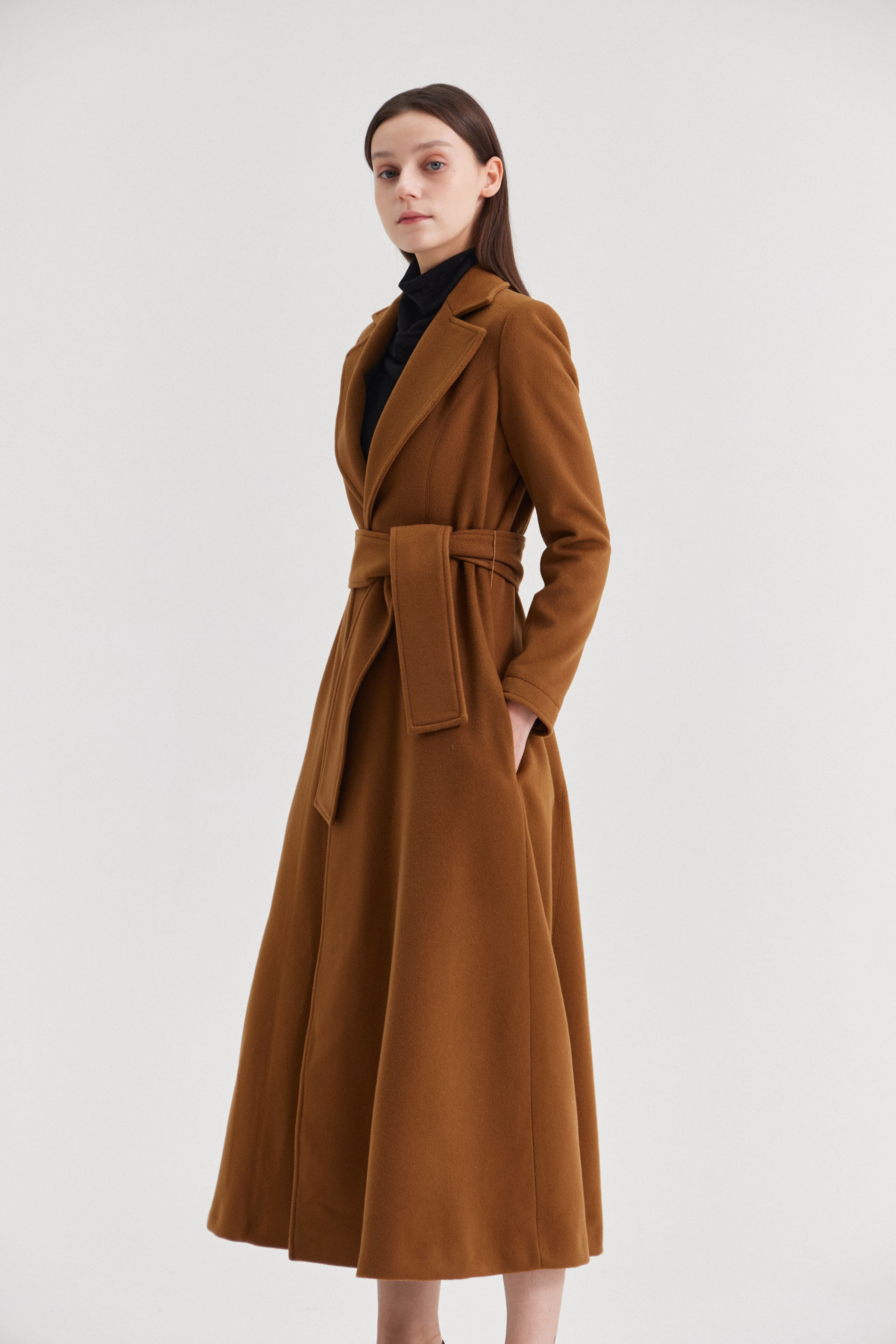 [크램38] ZULIA REDINGOTTE COAT WITH BELT CAMMELLO (SHORT)