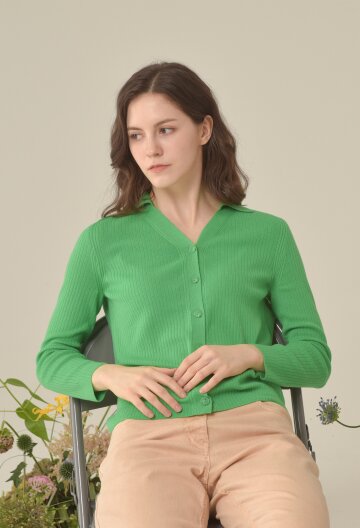[칼레이트] 오픈 카라 가디건 GREEN