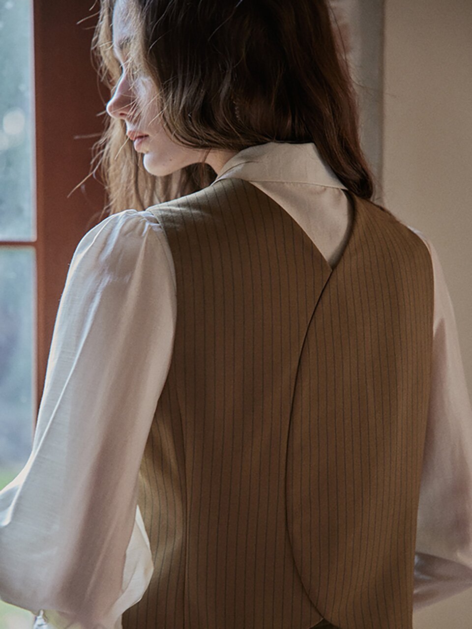 ANAIA VEST BROWN STRIPES