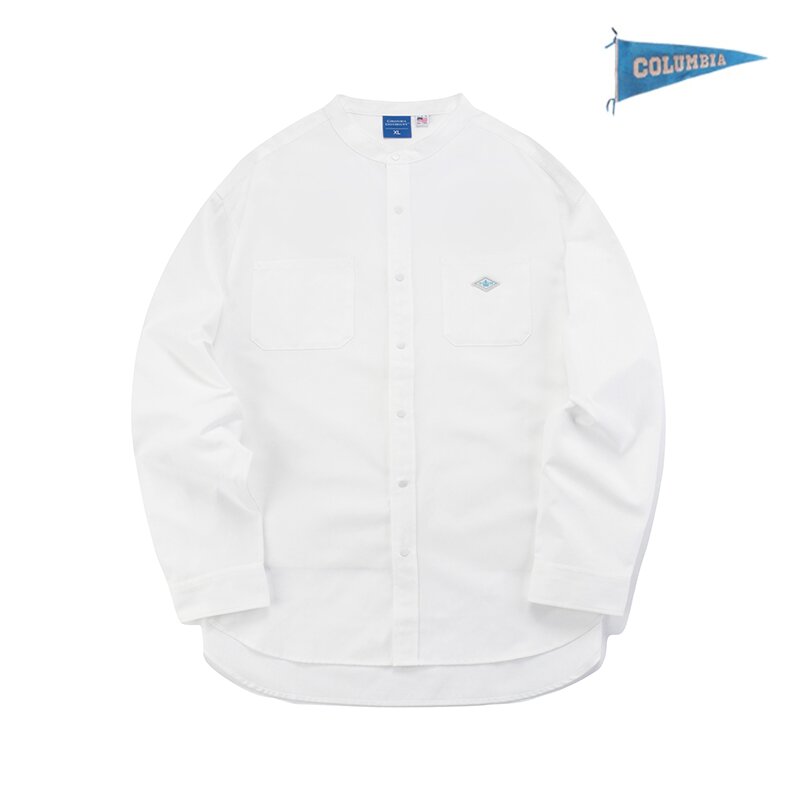 1754 CROWN OVERFIT OXFORD HENLY NECK SHIRTS 화이트